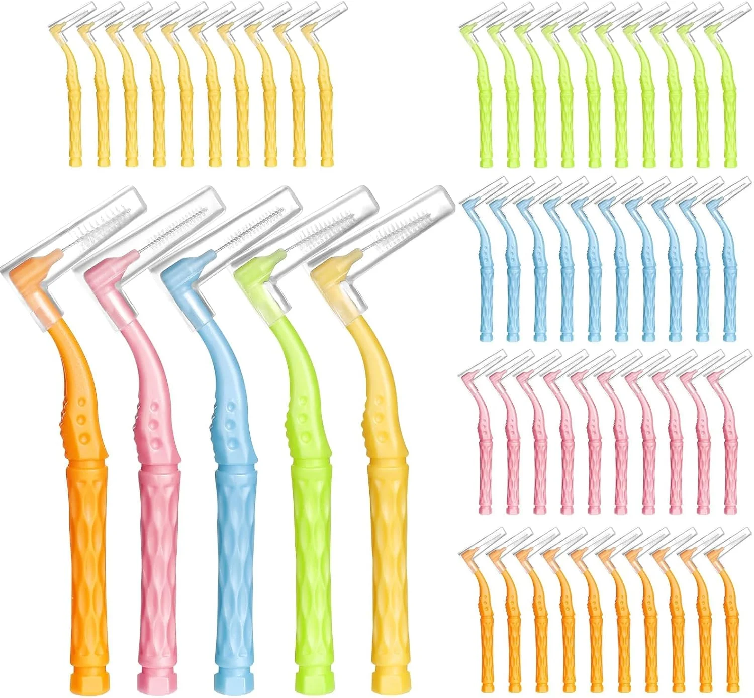 برس های بین دندانی، برس نخ دندان نرم، خلال دندان سر زاویه دار، نخ دندان، برس نخ دندان، با دسته ضد لغزش، برای تمیز کردن دهان و دندان ارتودنسی، شکاف های باریک بین دندان ها (50 عدد، 5 سایز) برس های بین دندانی، برس نخ دندان نرم، خلال دندان سر زاویه دار، نخ دندان، برس نخ دندان، با دسته ضد لغزش، برای تمیز کردن دهان و دندان ارتودنسی، شکاف های باریک بین دندان ها (50 عدد، 5 سایز)