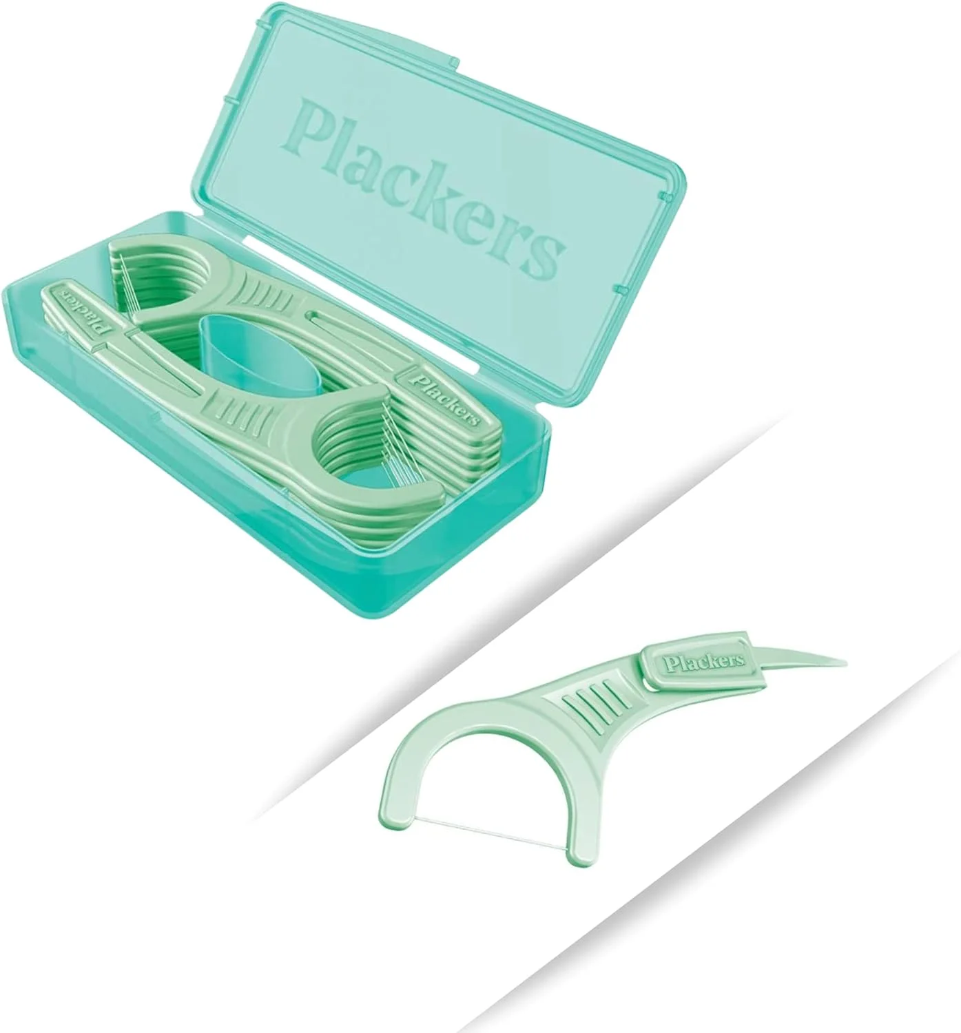 پلاکرز میکرو 12 عدد نخ دندان کمانی با جعبه مسافرتی، نعنایی، 2 عددی