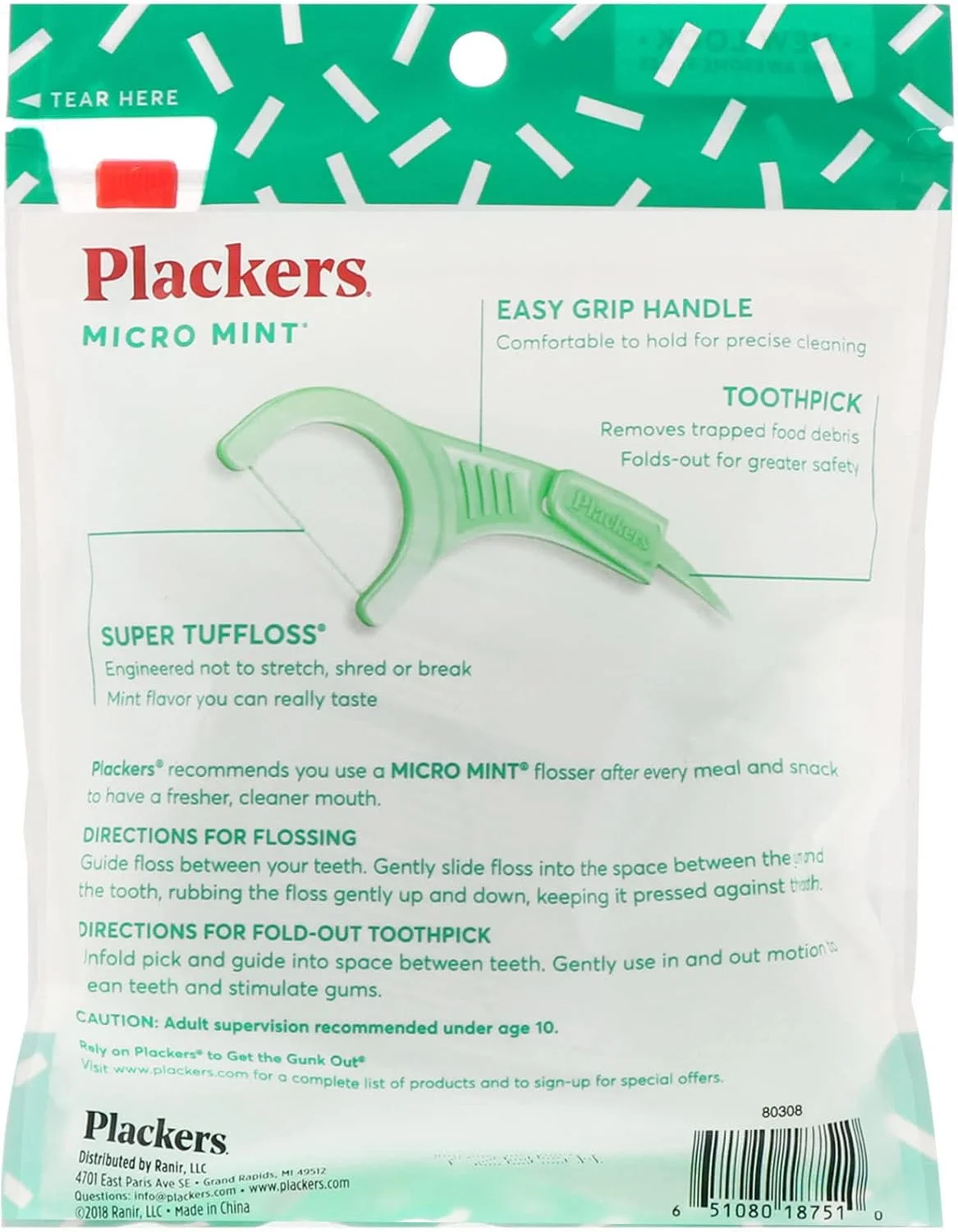 پلاکرز، اکوچویس، نخ دندان، نعناع تازه، 90 عدد