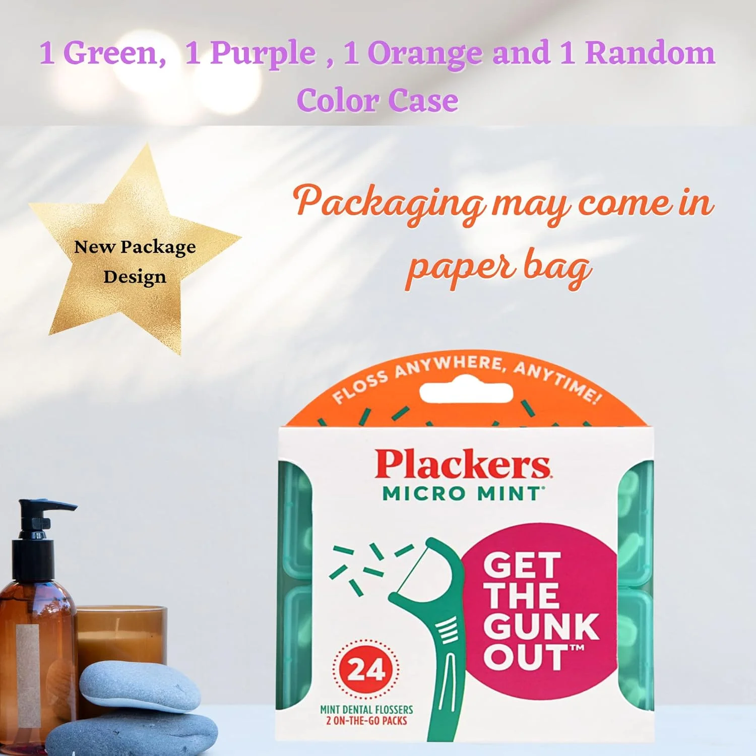 نخ دندان کمانی پلاکرز میکرو با طعم نعناع، بسته 12 عددی به همراه جعبه مسافرتی، بسته 4 عددی