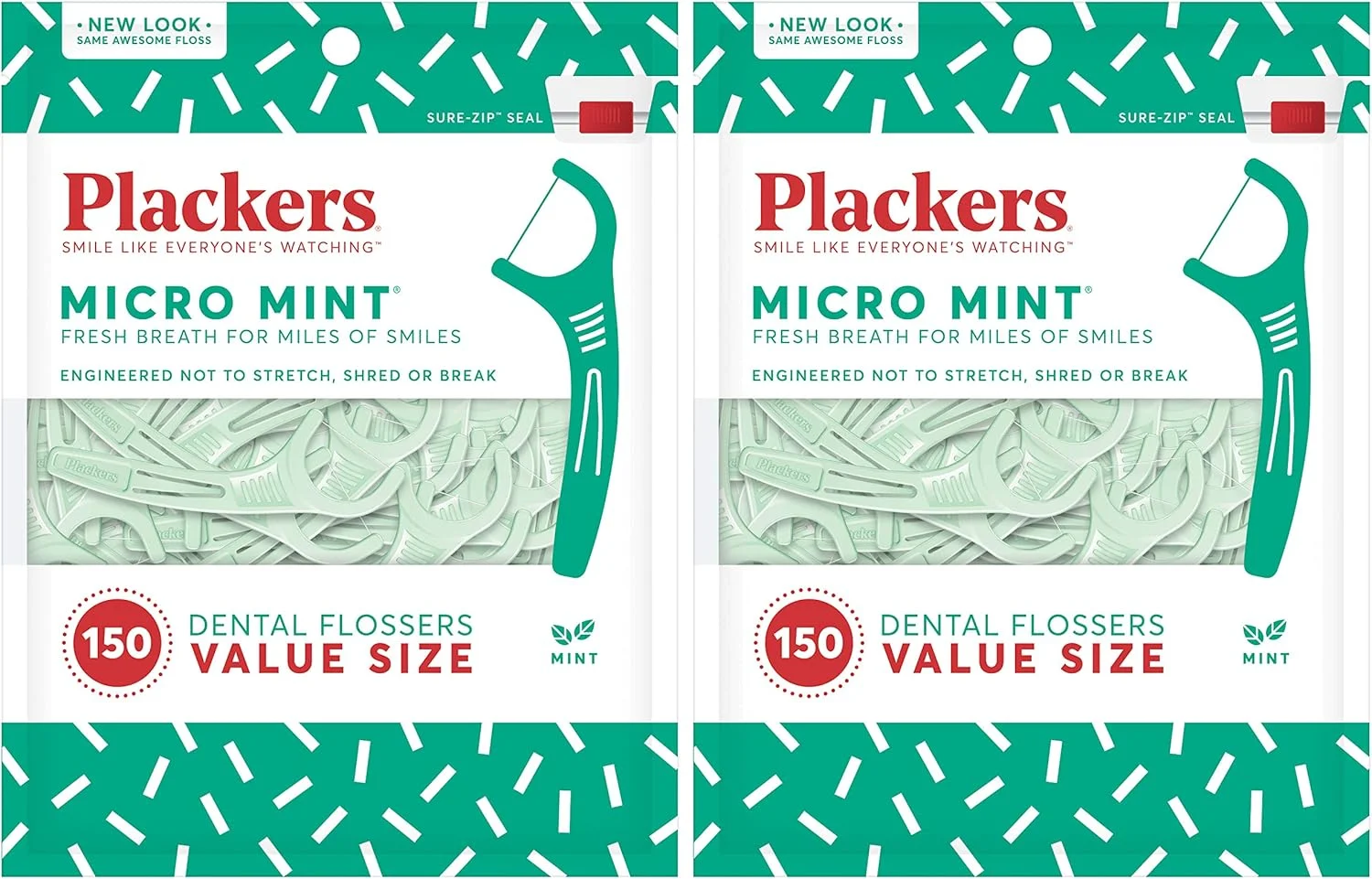 نخ دندان کمانی پلاکرز با طعم نعناع، 150 عدد، بسته 2 عددی