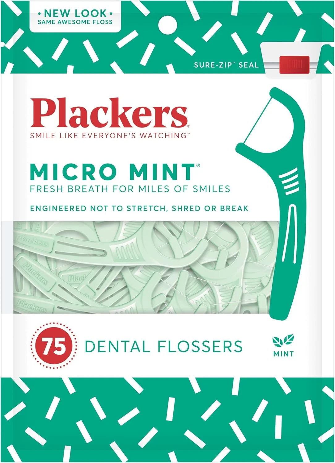 نخ دندان کمانی پلاکرز با طعم نعناع، 75 عدد نخ دندان کمانی پلاکرز با طعم نعناع، 75 عدد