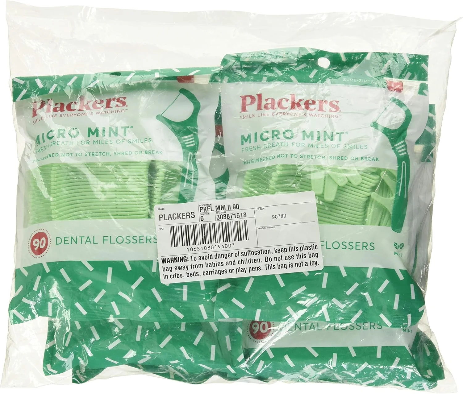 نخ دندان کمانی پلاکِرز با طعم نعناع ریز - 90 عدد