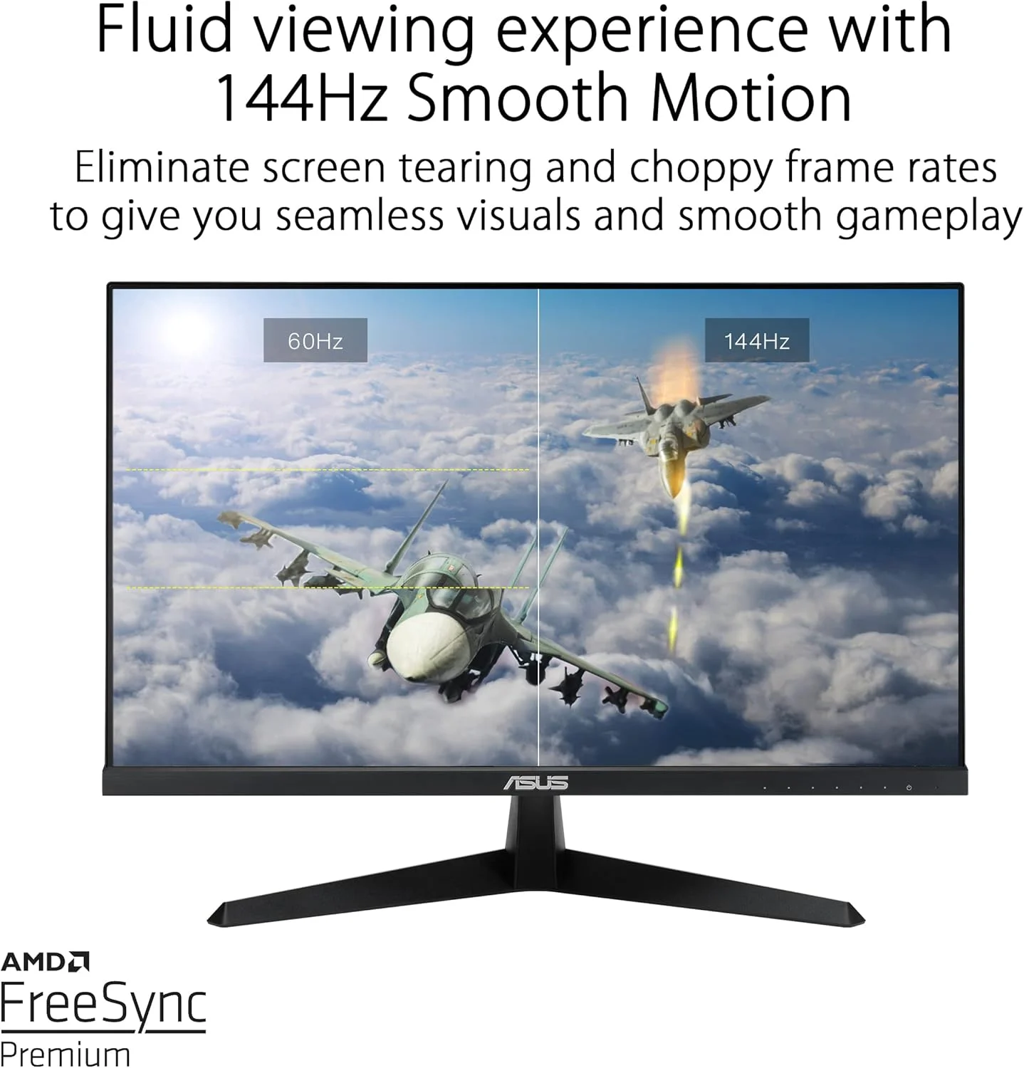 مانیتور گیمینگ مراقبت از چشم ASUS VY249HGE – ۲۴ اینچ FHD 1920 x 1080، IPS، ۱۴۴ هرتز، SmoothMotion، ۱ میلی‌ثانیه (MPRT)، FreeSync Premium، فناوری Eye Care Plus، فیلتر نور آبی، بدون پرش تصویر، پوشش ضد باکتری