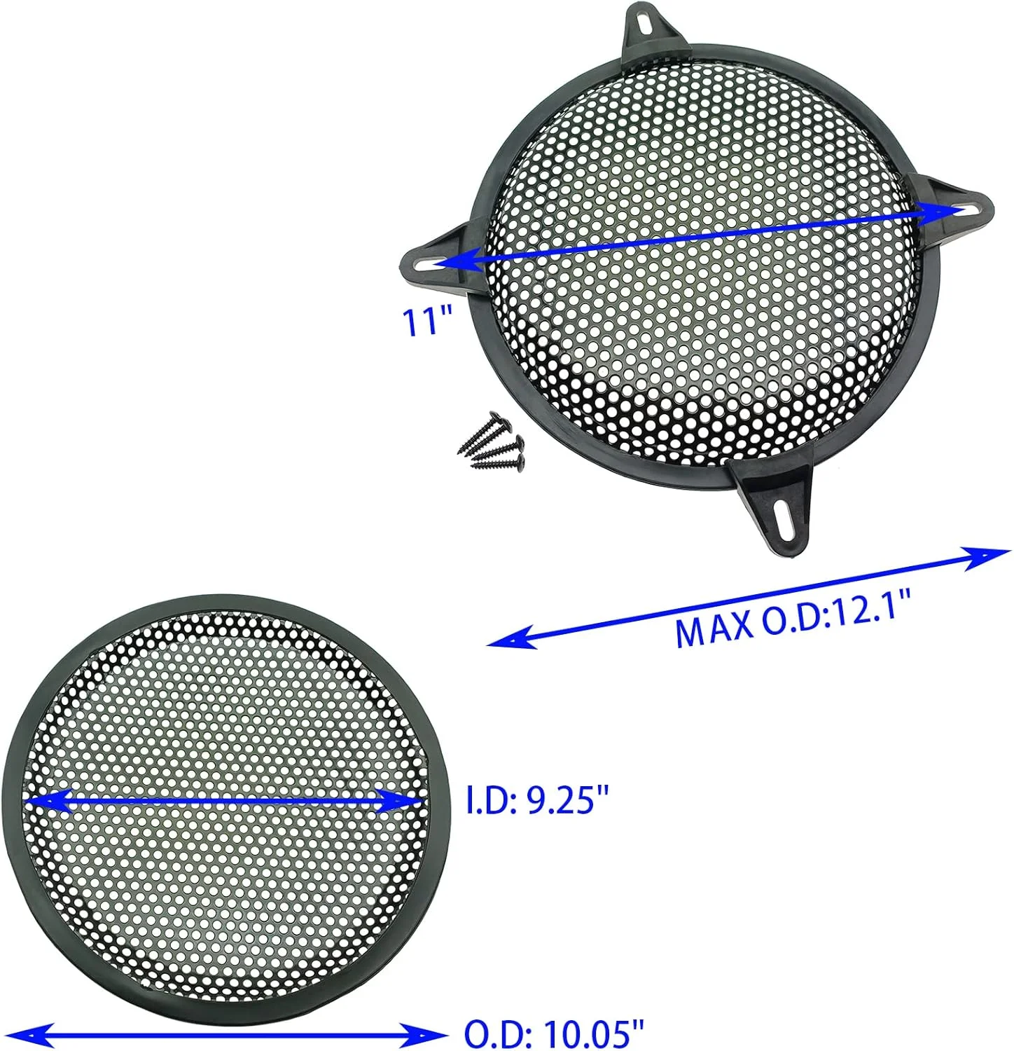بسته 2 عددی محافظ توری فلزی بلندگو 10 اینچی، قاب محافظ ساب ووفر به همراه پیچ های نصب برای بلندگوی خودرو و سیستم صوتی خانگی [FDXGYH, مشکی]