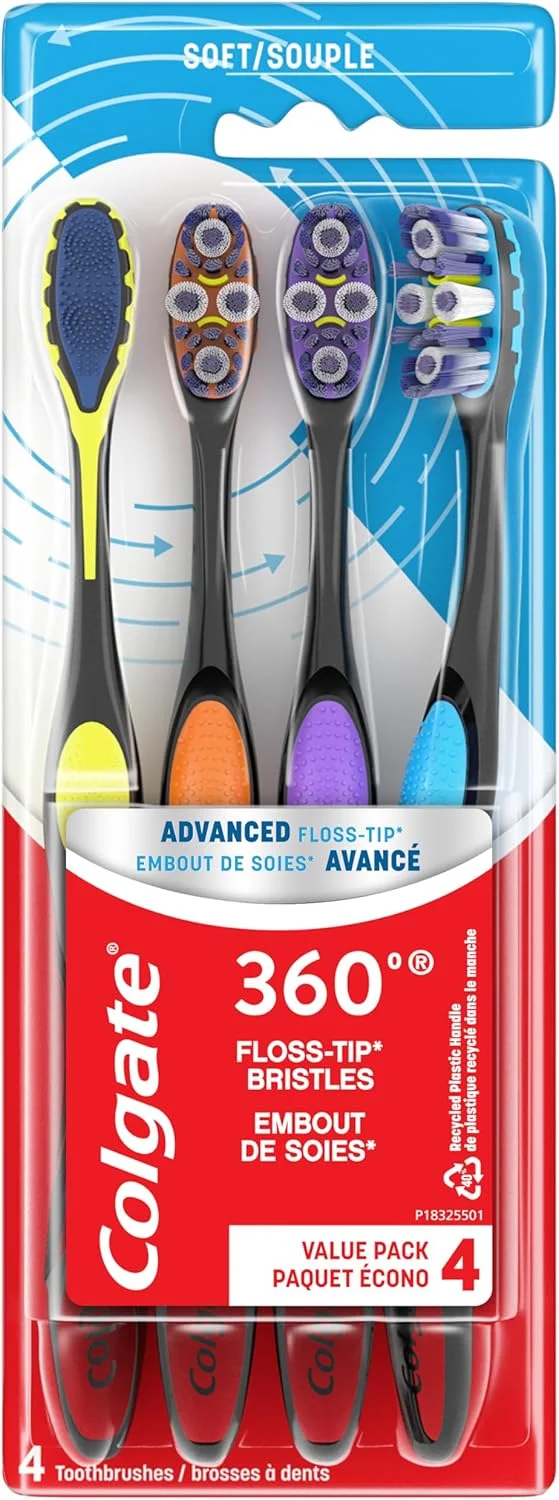 مسواک کلگیت 360 Advanced Floss Tip، مسواک نرم برای بزرگسالان، بسته 4 عددی مسواک کلگیت 360 Advanced Floss Tip، مسواک نرم برای بزرگسالان، بسته 4 عددی