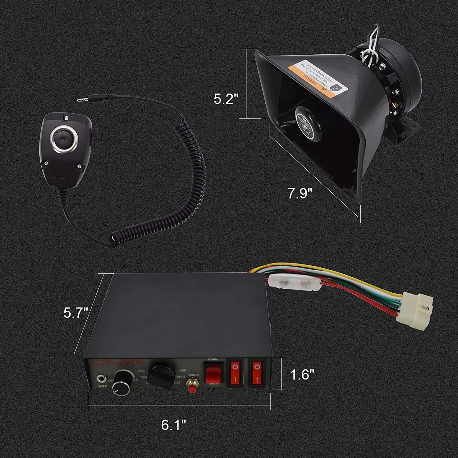 بلندگوی آژیر پلیس Safego - کیت سیستم PA خودرو DC 12V 200w با بلندگوی بوق آژیر اضطراری بلند 9 صدا میکروفون دستی سیمی بلندگوی آژیر اضطراری الکترونیکی برای وسایل نقلیه کامیون UTV ATV بلندگوی آژیر پلیس Safego - کیت سیستم PA خودرو DC 12V 200w با بلندگوی بوق آژیر اضطراری بلند 9 صدا میکروفون دستی سیمی بلندگوی آژیر اضطراری الکترونیکی برای وسایل نقلیه کامیون UTV ATV