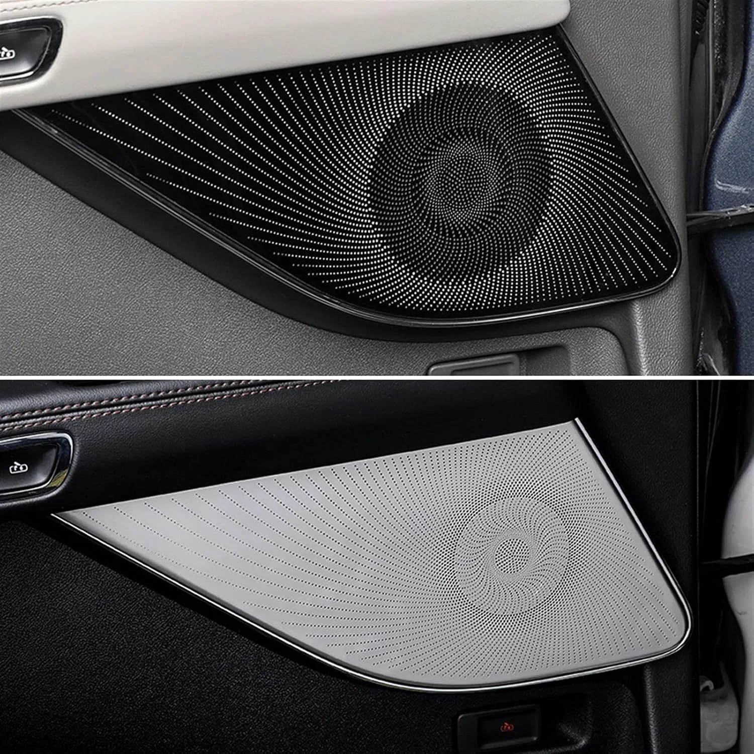 روکش بلندگوی درب خودرو Rynplex، استیل ضد زنگ، پد صدای بلندگو، تریم برچسب، لوازم جانبی داخلی، برای لینکلن، Aviator U611 2020-2021 (نقره ای مات B)