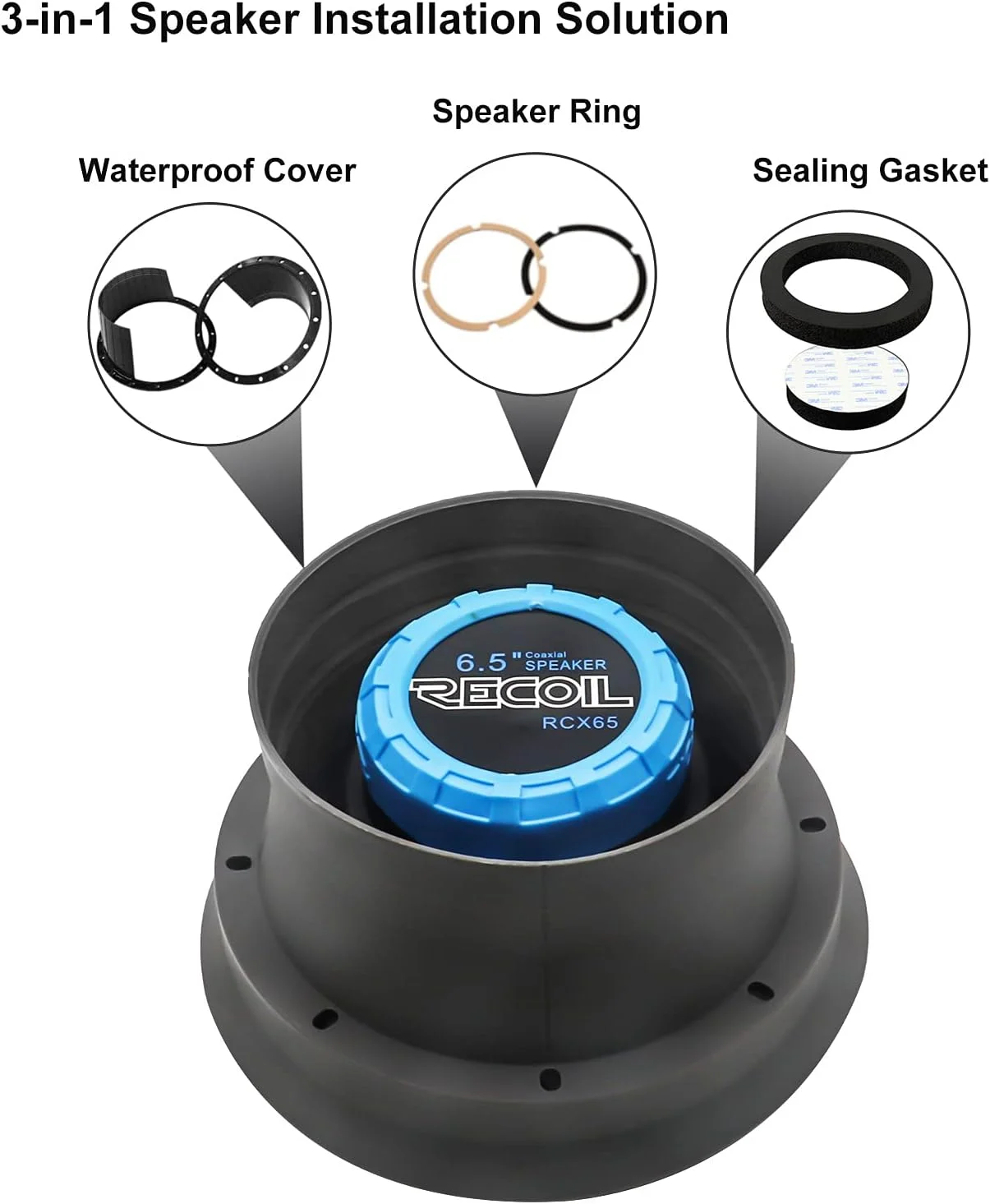 بافل بلندگوی خودرویی سیلیکونی تاشو 5.25 اینچی RECOIL SP525، بهبود کیفیت صدا و محافظت از بلندگو، یک جفت بافل بلندگوی خودرویی سیلیکونی تاشو 5.25 اینچی RECOIL SP525، بهبود کیفیت صدا و محافظت از بلندگو، یک جفت