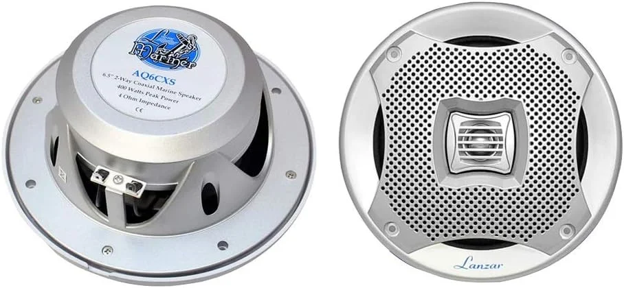 بلندگوهای دریایی ضد آب دوگانه 6.5 اینچی Pyle LANZAR - 400 وات 4 اهم، بلندگوهای استریو رادیویی ضد آب/مقاوم در برابر آب و هوای مناسب برای خودرو/قایق - سیم بلندگو، توری - AQ6CXW