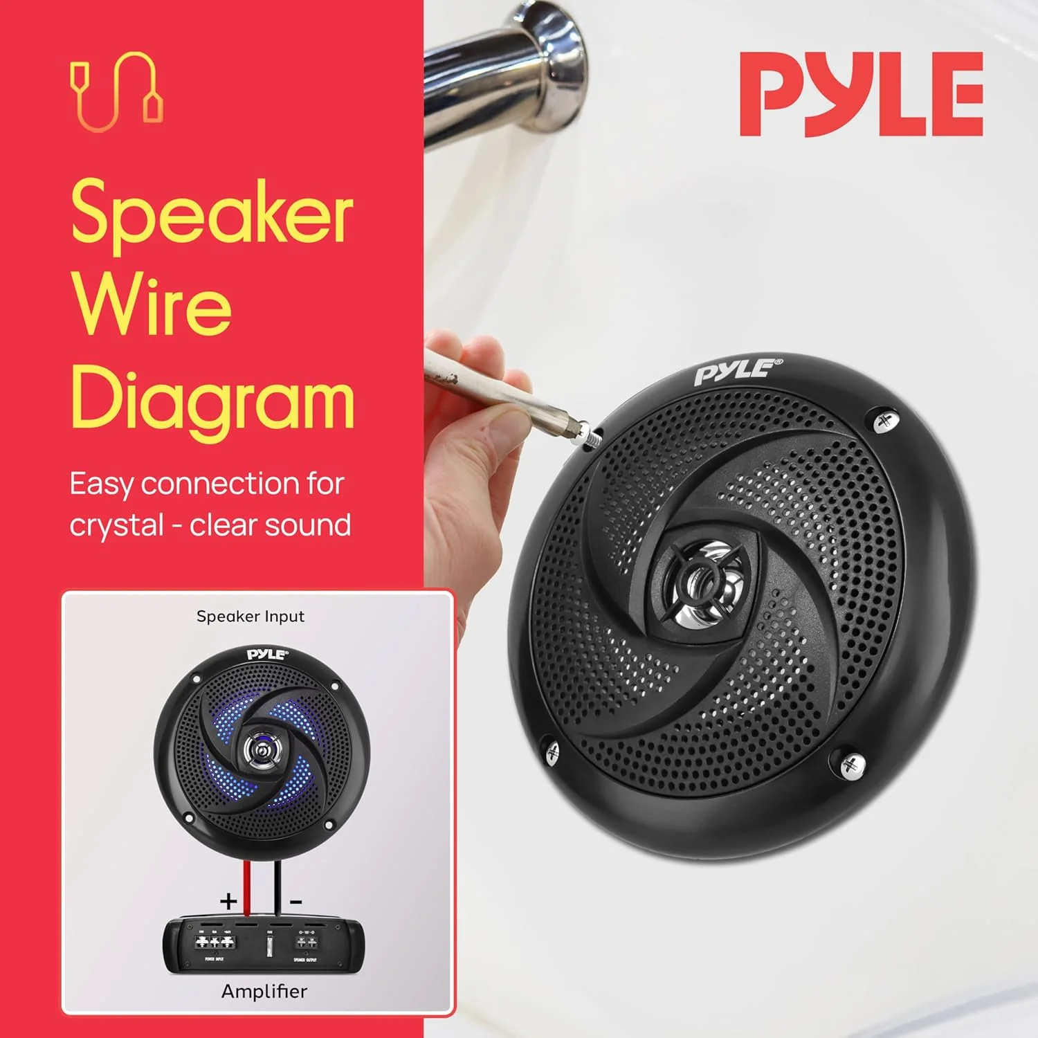 بلندگوهای دریایی ضد آب Pyle - سیستم صوتی استریو 2 طرفه 4 اینچی برای خودروهای آفرود و فضای باز مقاوم در برابر آب و هوا با چراغ های LED، توان 100 وات و طراحی باریک و کم حجم، یک جفت، مشکی - PLMRS43BL بلندگوهای دریایی ضد آب Pyle - سیستم صوتی استریو 2 طرفه 4 اینچی برای خودروهای آفرود و فضای باز مقاوم در برابر آب و هوا با چراغ های LED، توان 100 وات و طراحی باریک و کم حجم، یک جفت، مشکی - PLMRS43BL