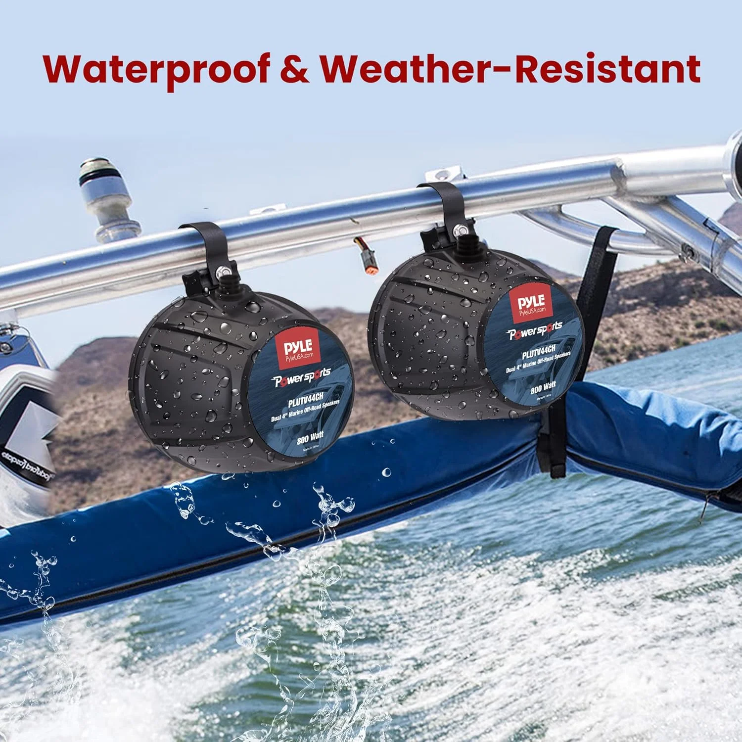 بلندگوهای ضد آب آفرود Pyle با آمپلی فایر - سیستم بلندگوهای برج Wakeboard دریایی 4 اینچی 1500 واتی 4 کاناله، بلندگوی استریو صوتی در فضای باز با برد کامل برای ATV، UTV، Quad، Jeep، Boat PLUTV44CH بلندگوهای ضد آب آفرود Pyle با آمپلی فایر - سیستم بلندگوهای برج Wakeboard دریایی 4 اینچی 1500 واتی 4 کاناله، بلندگوی استریو صوتی در فضای باز با برد کامل برای ATV، UTV، Quad، Jeep، Boat PLUTV44CH