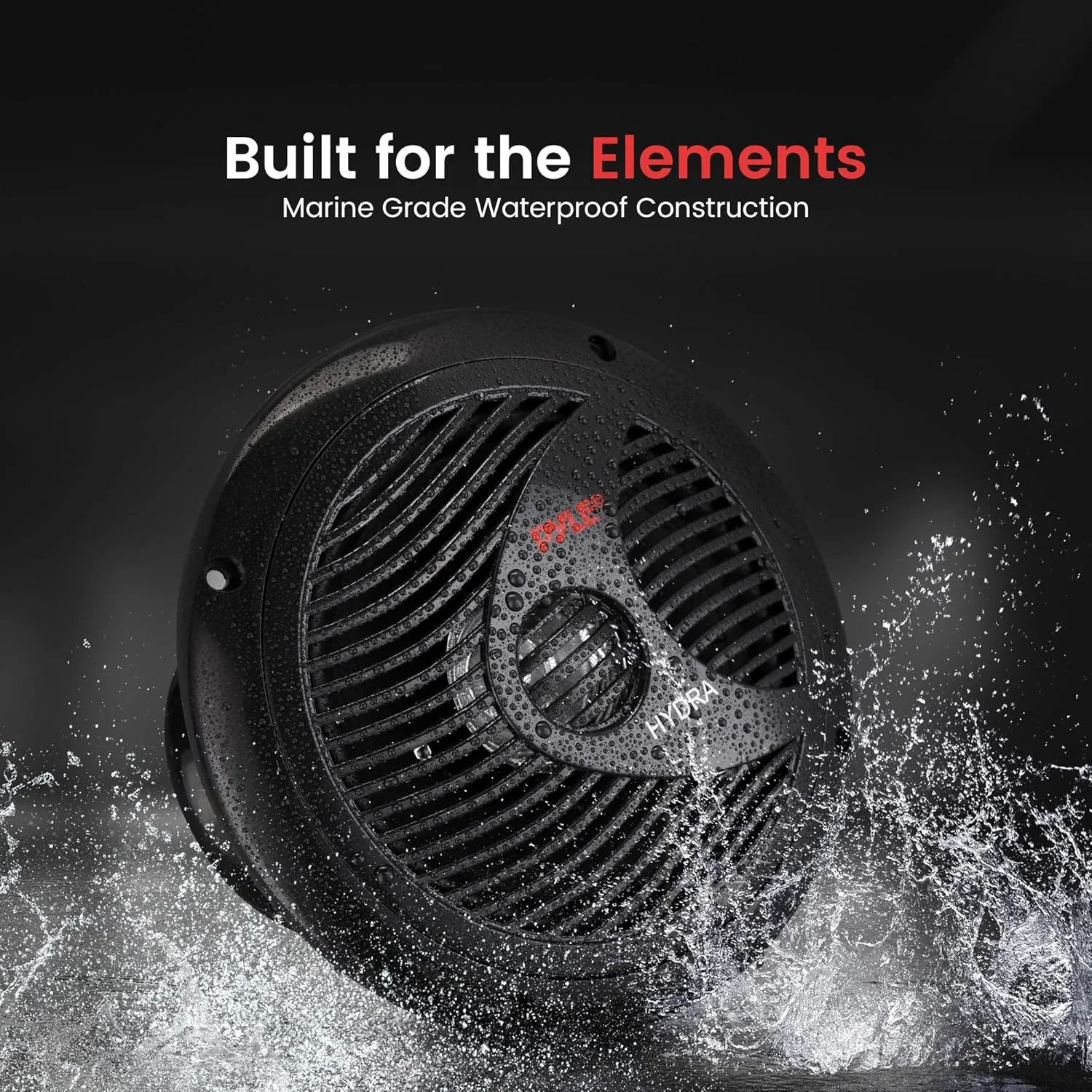 بلندگوهای دریایی دوگانه 6.5 اینچی پایل - سیستم صوتی استریو ضد آب و مقاوم در برابر آب و هوای فضای باز 2 طرفه با توان 150 وات، مخروط پلی پروپیلن و پارچه فراگیر - 1 جفت - پایل PLMR60B (مشکی)