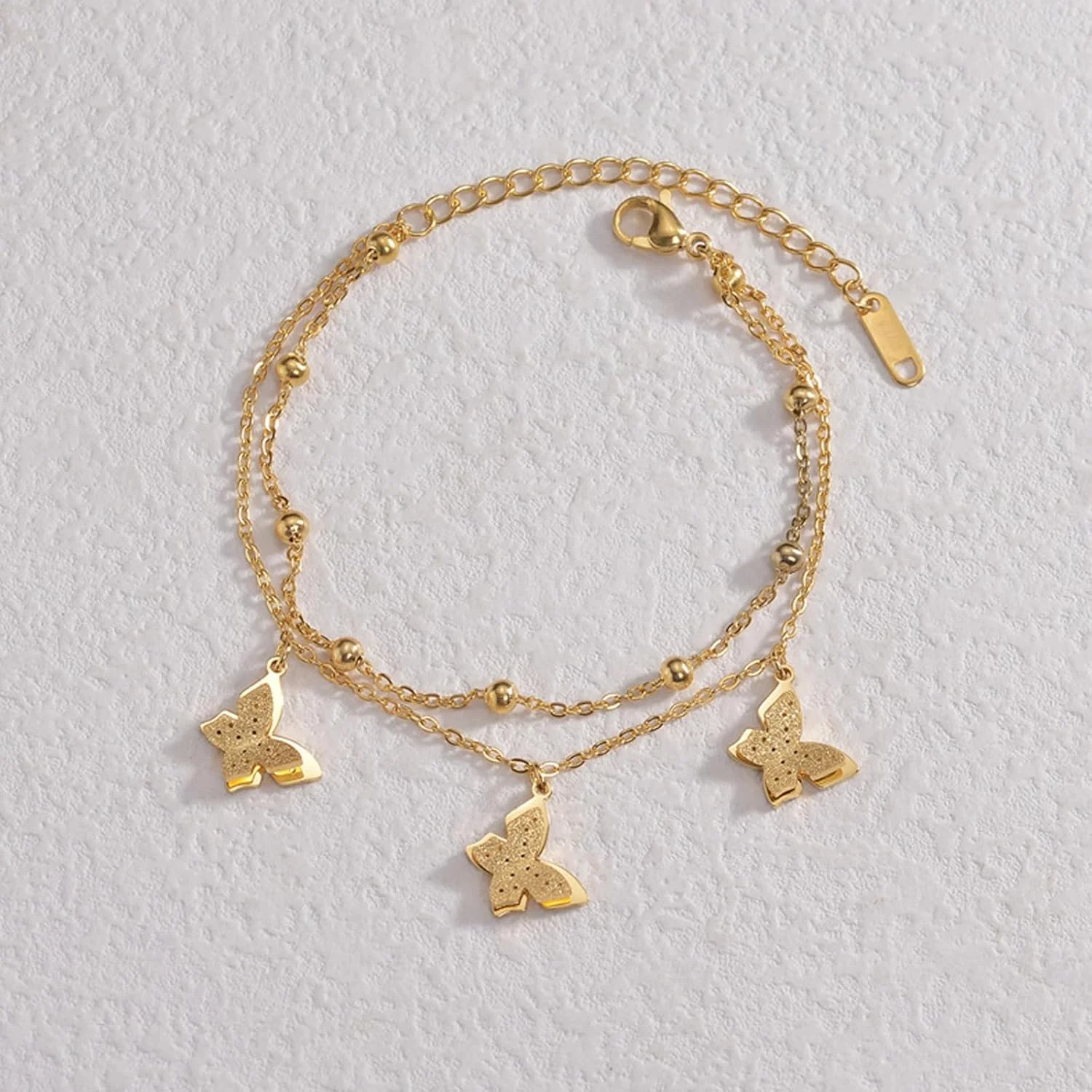 دستبند پروانه تزویق زنانه، دستبندهای طلایی زنانه مد روز، دستبند زنجیری ظریف قابل تنظیم استیل ضد زنگ، جواهرات مچ دست و پابند دستبند پروانه تزویق زنانه، دستبندهای طلایی زنانه مد روز، دستبند زنجیری ظریف قابل تنظیم استیل ضد زنگ، جواهرات مچ دست و پابند