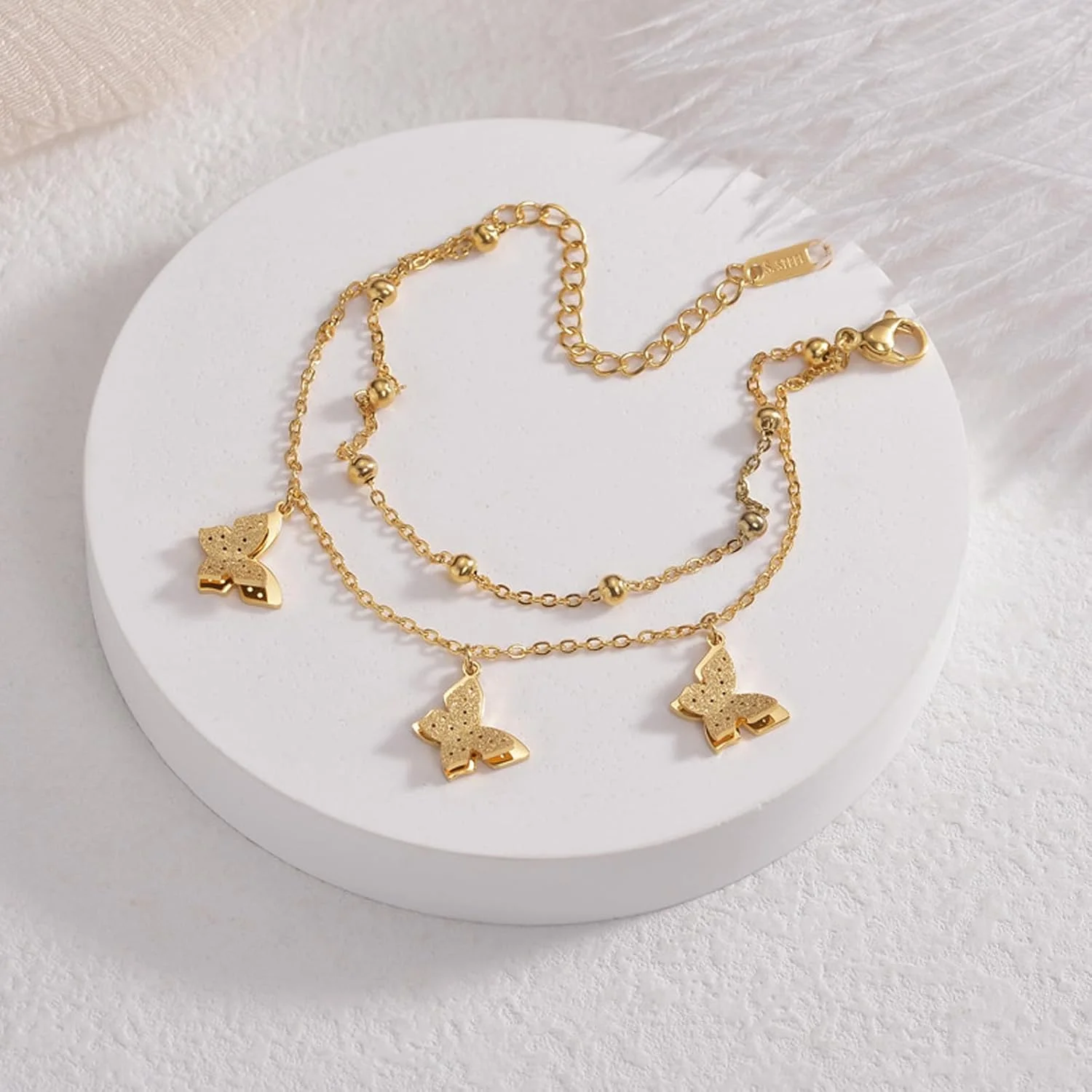 دستبند پروانه تزویق زنانه، دستبندهای طلایی زنانه مد روز، دستبند زنجیری ظریف قابل تنظیم استیل ضد زنگ، جواهرات مچ دست و پابند دستبند پروانه تزویق زنانه، دستبندهای طلایی زنانه مد روز، دستبند زنجیری ظریف قابل تنظیم استیل ضد زنگ، جواهرات مچ دست و پابند