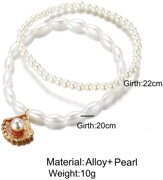 خلخال مرواریدی بوهو تزویق زنانه، 2 عدد دستبند مچ پا لایه ای مهره دار، آویز صدف زنجیر پا الاستیک، مناسب برای استفاده روزانه و ظاهرهای غیر رسمی خلخال مرواریدی بوهو تزویق زنانه، 2 عدد دستبند مچ پا لایه ای مهره دار، آویز صدف زنجیر پا الاستیک، مناسب برای استفاده روزانه و ظاهرهای غیر رسمی