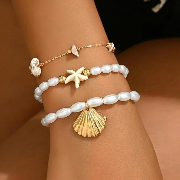 دستبند آویز صدف تزویق زنانه، طرح ستاره دریایی و لاک پشت، دستبند ساحلی لایه ای بوهو، زیورآلات ساحلی تعطیلات تابستانی دستبند آویز صدف تزویق زنانه، طرح ستاره دریایی و لاک پشت، دستبند ساحلی لایه ای بوهو، زیورآلات ساحلی تعطیلات تابستانی