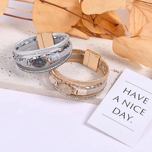 دستبند چرمی تزویق، دستبند النگویی بوهمی، دستبند مهره کریستالی با قفل مغناطیسی، جواهرات چرمی اصل زنانه، هدیه ای مناسب برای مناسبت های مختلف روز ولنتاین، روز مادر، تولد دستبند چرمی تزویق، دستبند النگویی بوهمی، دستبند مهره کریستالی با قفل مغناطیسی، جواهرات چرمی اصل زنانه، هدیه ای مناسب برای مناسبت های مختلف روز ولنتاین، روز مادر، تولد