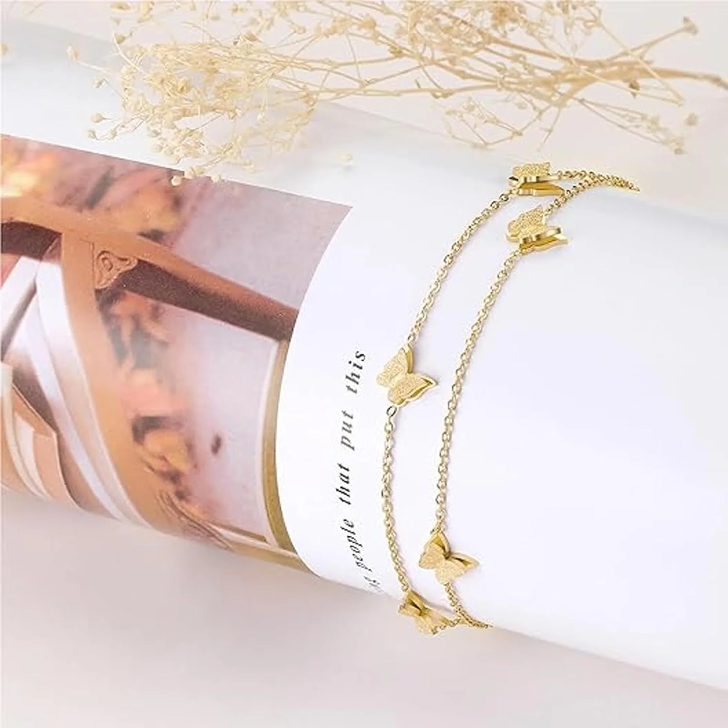 دستبند پروانه تزویق زنانه، دستبندهای طلایی زنانه مد روز، دستبند زنجیری ظریف قابل تنظیم استیل ضد زنگ، جواهرات مچ دست و پابند دستبند پروانه تزویق زنانه، دستبندهای طلایی زنانه مد روز، دستبند زنجیری ظریف قابل تنظیم استیل ضد زنگ، جواهرات مچ دست و پابند