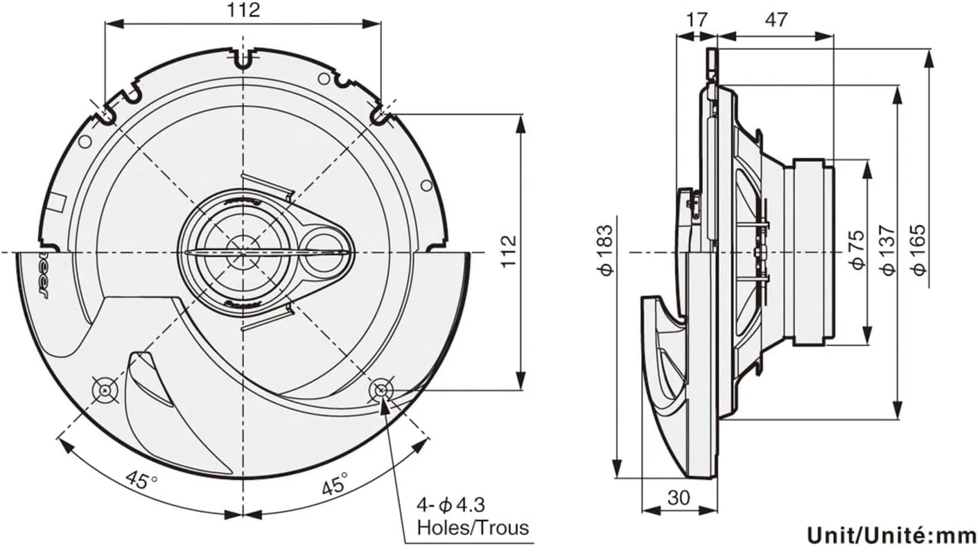 بلندگوهای کواکسیال 3 طرفه پایونیر مدل TS-R1750S، 17 سانتی متری (250 وات)، مشکی بلندگوهای کواکسیال 3 طرفه پایونیر مدل TS-R1750S، 17 سانتی متری (250 وات)، مشکی