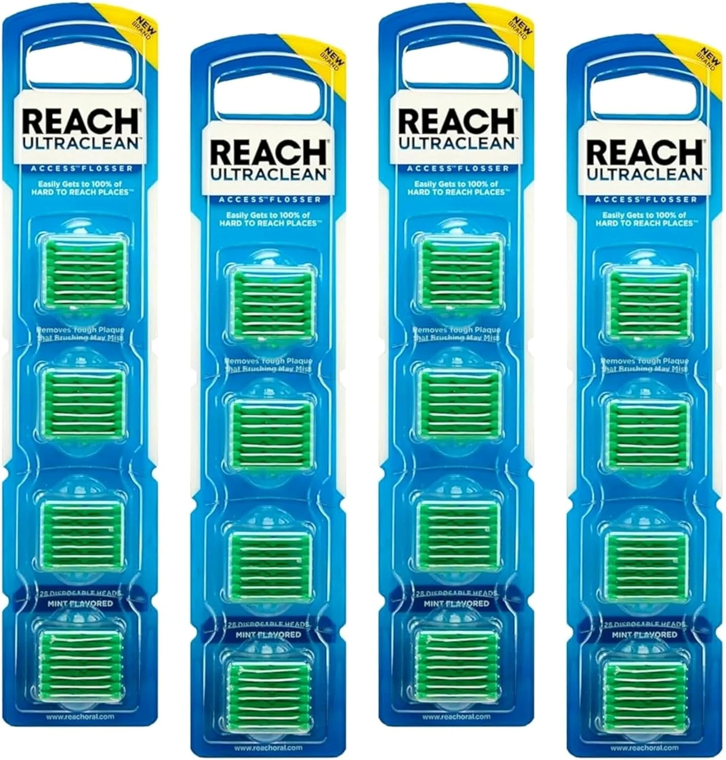 نخ دندان یکبار مصرف لیسترین Ultraclean Access با طعم نعناع و کریستال های تازه، 28 عدد در هر بسته (بسته 4 عددی)