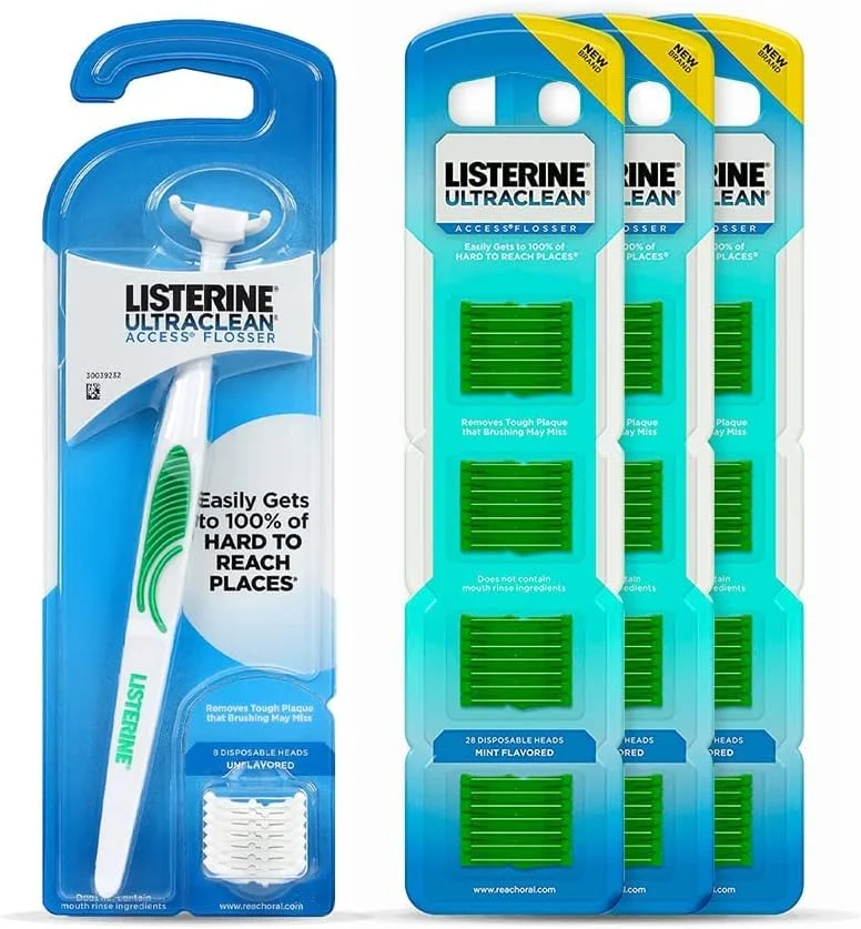 مجموعه شروع نخ دندان دسته دار REACH Ultraclean Access | مراقبت و بهداشت دهان و دندان مناسب و بادوام | حذف موثر پلاک، محافظت از دندان ها و لثه، بدون PFAS | کیت شروع + 3 بسته مجدد نعناع (28 عدد)