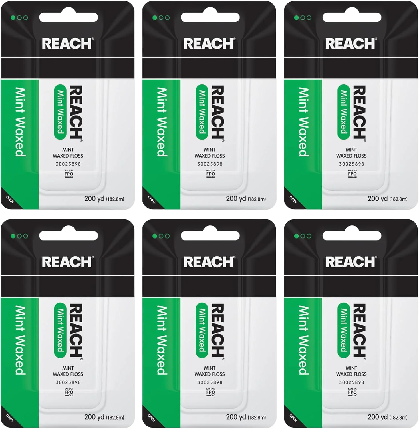 نخ دندان موم دار ریچ برای از بین بردن پلاک و مواد غذایی، طعم نعناع با طراوت، 182 متر (بسته 6 عددی)