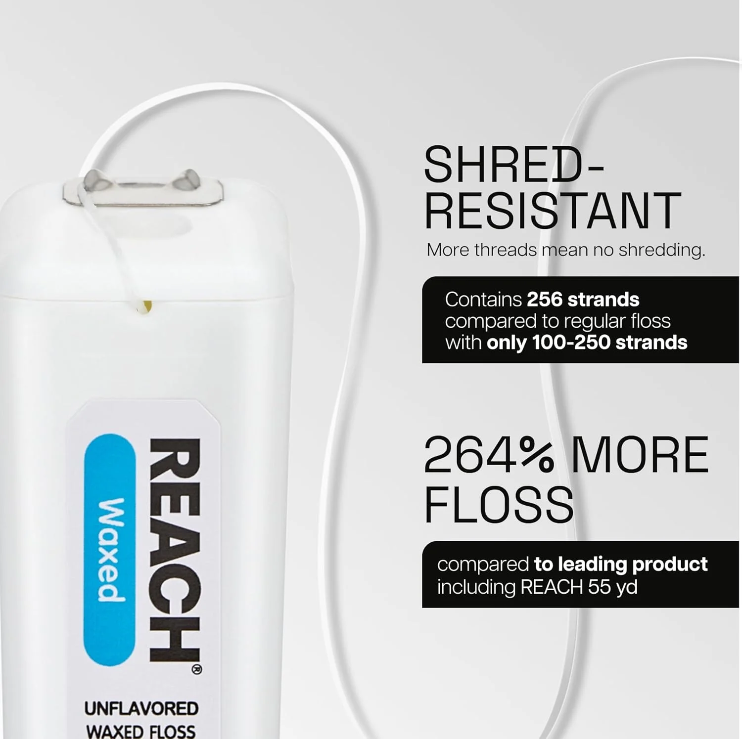 نخ دندان موم دار ریچ، بدون طعم، 3.6 برابر ارزش بیشتر، از بین برنده پلاک دندان، مقاوم در برابر ریش ریش شدن، نخ دندان به آرامی سر می خورد، استفاده آسان، موم دار، مراقبت از دهان، بدون PFAS، برای بزرگسالان و کودکان، 2 بسته، 20