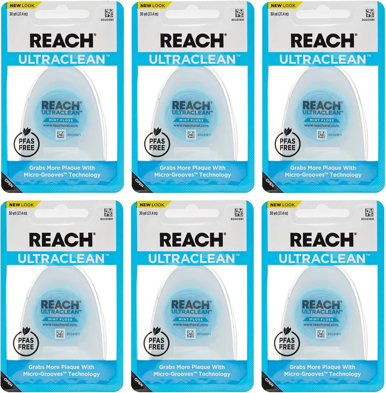 نخ دندان لیسترین Ultraclean، مراقبت از دهان، با طعم نعناع، بسته 30 عددی، بسته 6 تایی