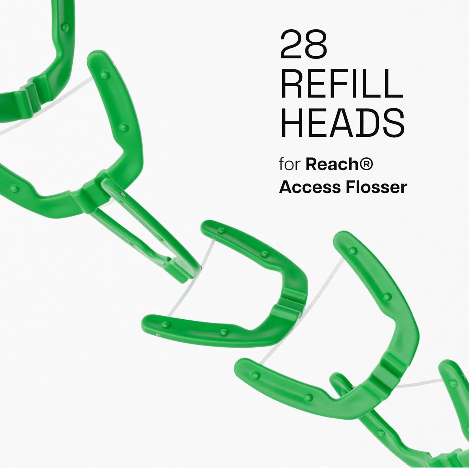 سری یدک نخ دندان کمانی REACH Ultraclean Access، نعنایی، پاک کننده پلاک دندان، مقاوم در برابر ریش ریش شدن، برای نواحی دور از دسترس، مراقبت از دهان، بدون PFAS، برای بزرگسالان و کودکان، 1 بسته، 28 عدد