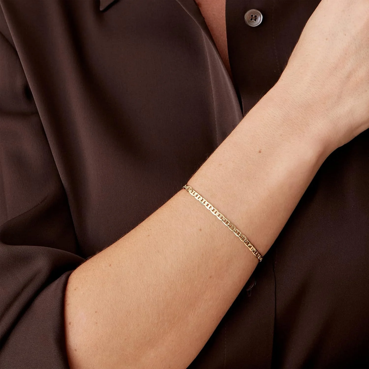 دستبند زنجیری زنانه پاوی با روکش طلای 14 عیار، مهره دار، کوبایی، زیرکونیا مکعبی، طرح الماس، زنجیر بی نهایت | دستبند زنجیری قابل تنظیم