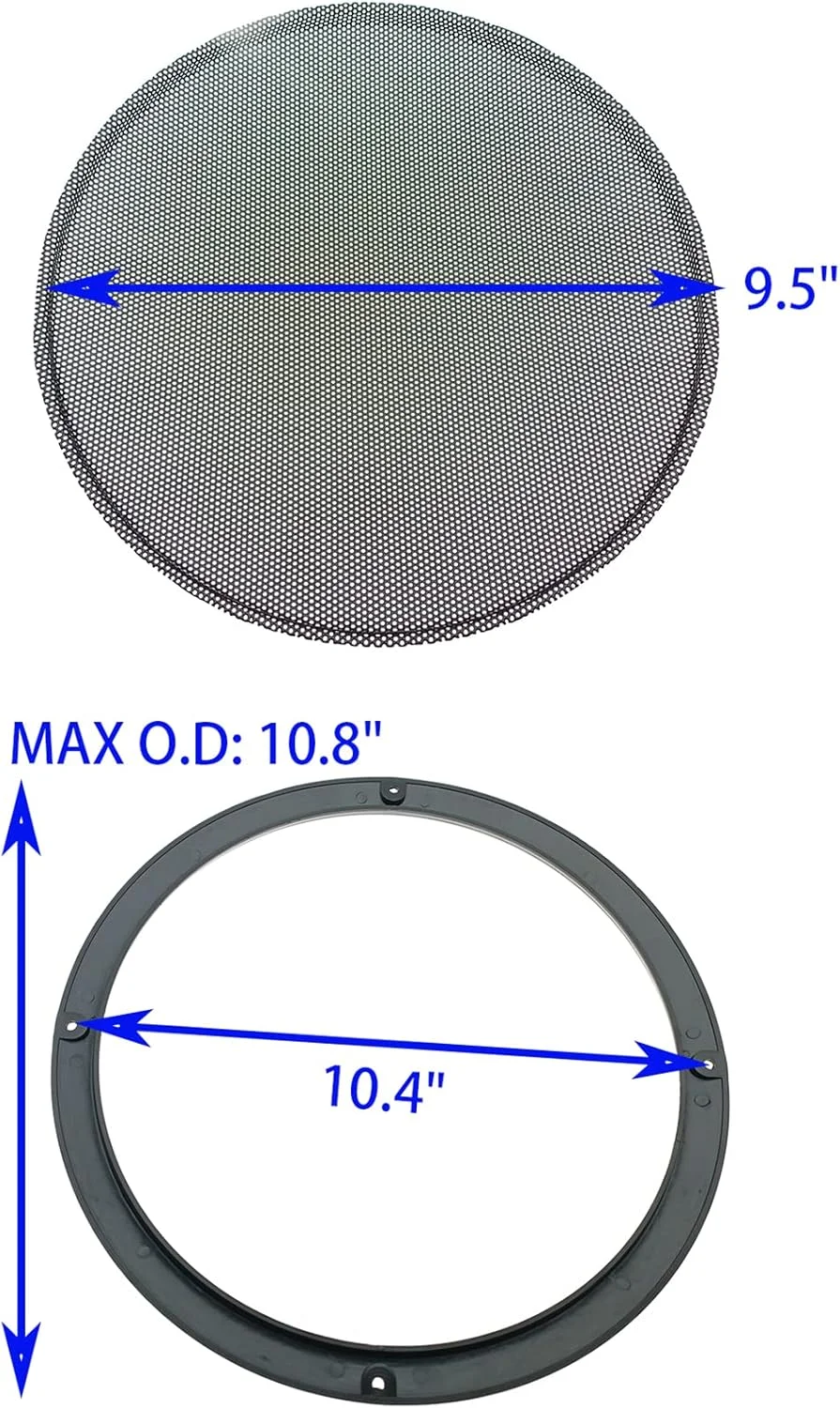 OZXNO 2 عدد محافظ توری فلزی بلندگو 10 اینچی، قاب محافظ ساب ووفر با پیچ های نصب برای بلندگوی خودرو صوتی خانگی (مشکی)