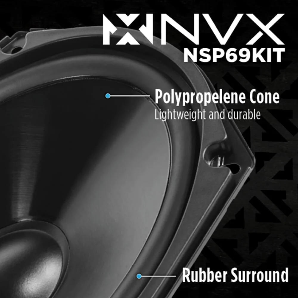 بلندگوهای خودرو NVX® NSP69KIT 6x9، حداکثر 920 وات، 320 وات RMS، سیستم کامپوننت 2 طرفه با تیوترهای گنبدی ابریشمی و X-Overs غیرفعال، نصب آسان در خودروها/کامیون‌ها/درب‌ها (جفت)