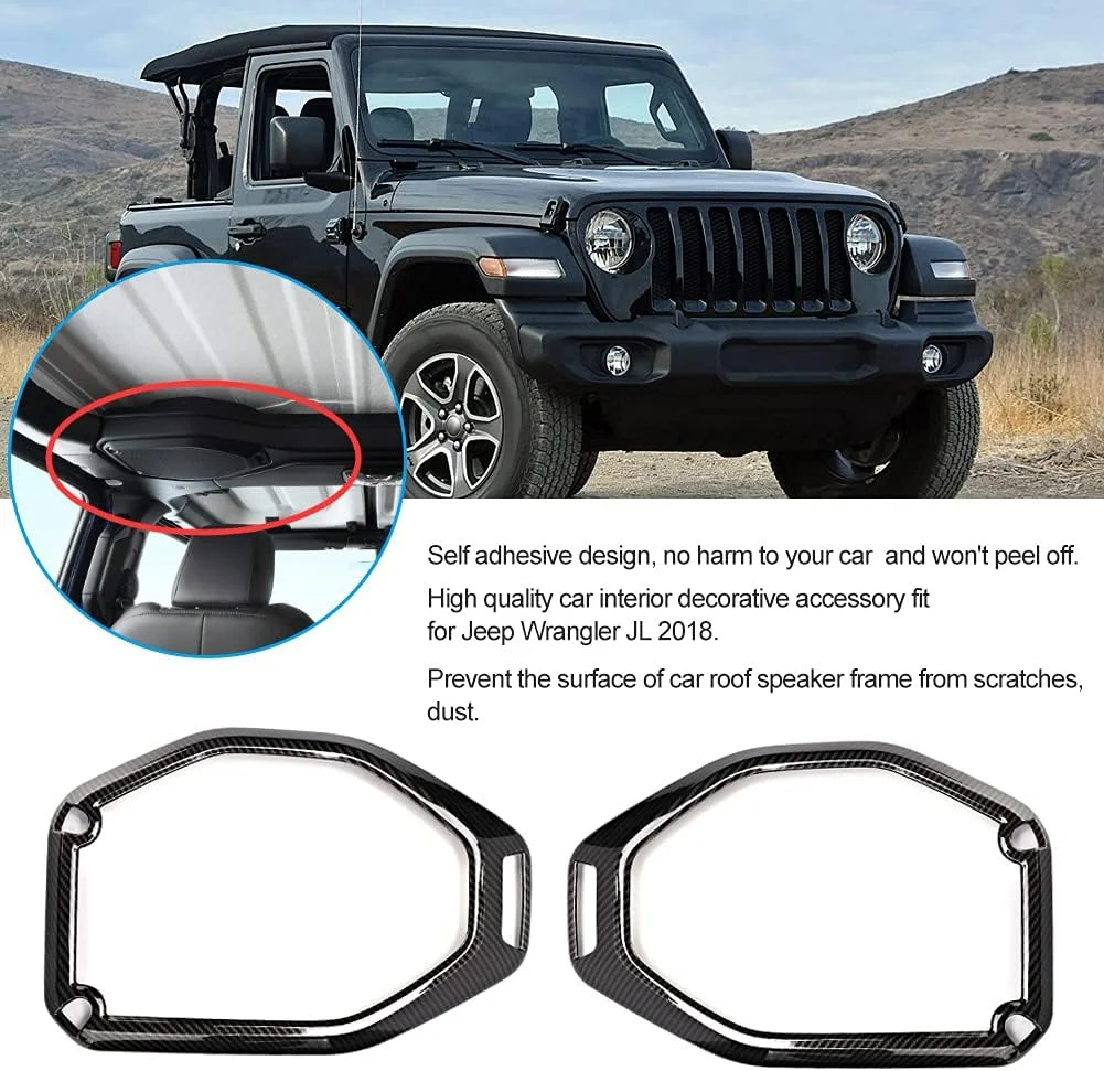 روکش تزئینی حلقه بلندگوی سقفی بافت فیبر کربنی خودرو NutriEss، 2 عددی، مناسب برای JL 2018