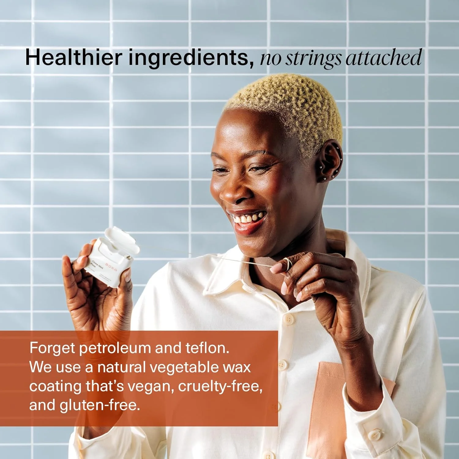 نخ دندان بافته شده نعنا دار بوکا سینا، ساخته شده از موم گیاهی طبیعی، بدون تفلون و بدون نفت، 30 یارد نخ دندان مومی (بسته 1 عددی)