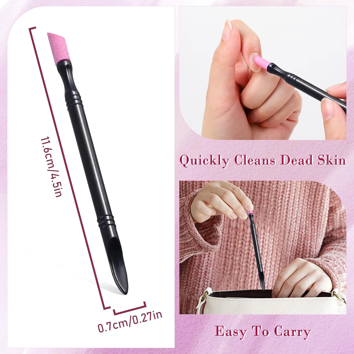 EKIND قلم طراحی ناخن دو سر سنگ کوارتز، ابزار مانیکور و پدیکور برای از بین بردن پوست های مرده EKIND قلم طراحی ناخن دو سر سنگ کوارتز، ابزار مانیکور و پدیکور برای از بین بردن پوست های مرده