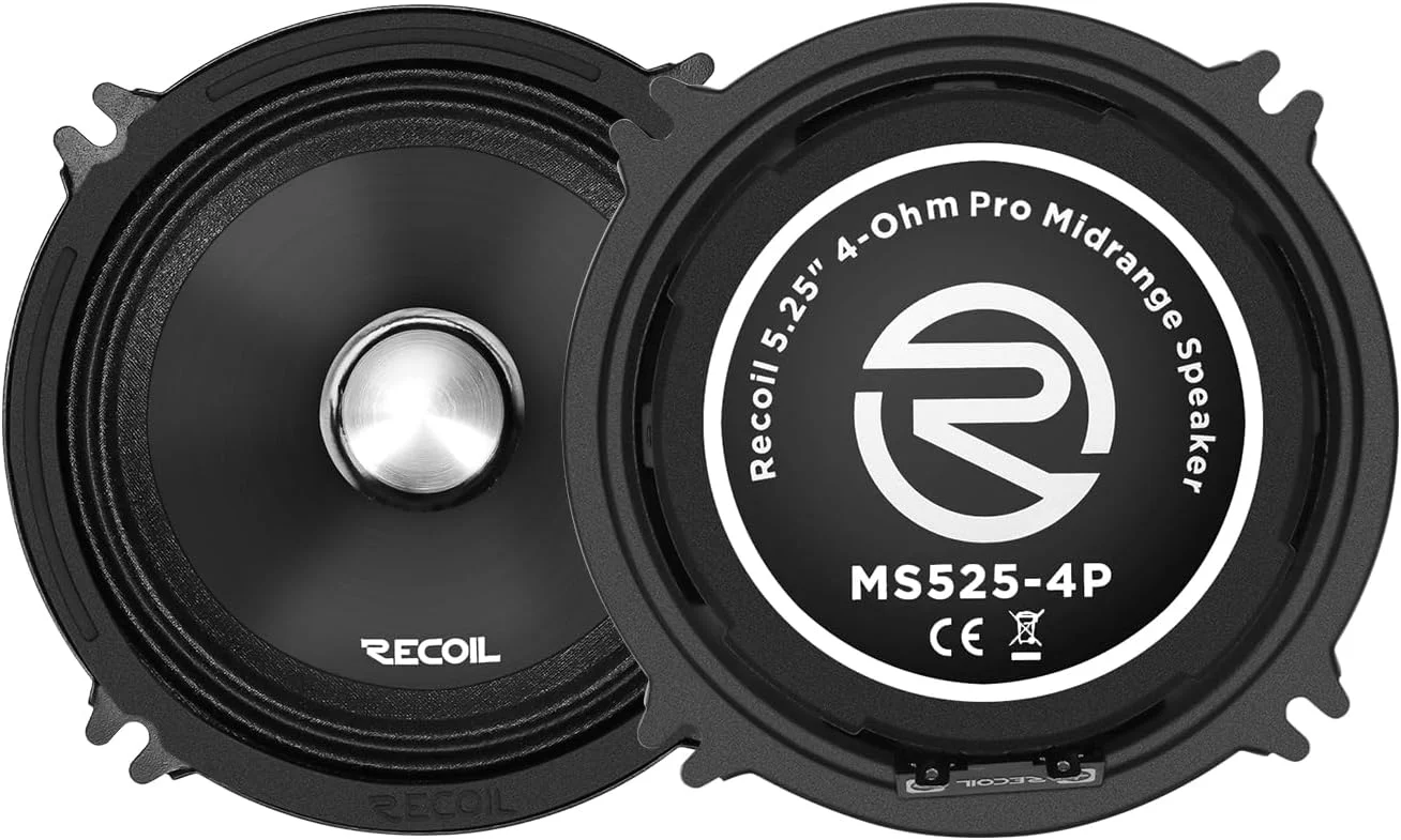بلندگوهای میان رده 5.25 اینچی خودرو RECOIL MS525-4P، حداکثر توان 320 وات، توان اسمی 160 وات، 4 اهم، سیم پیچ صوتی کاپتون با دمای بالا 1.0 اینچی، بلندگوهای درب خودرو با کیفیت عالی (جفت)
