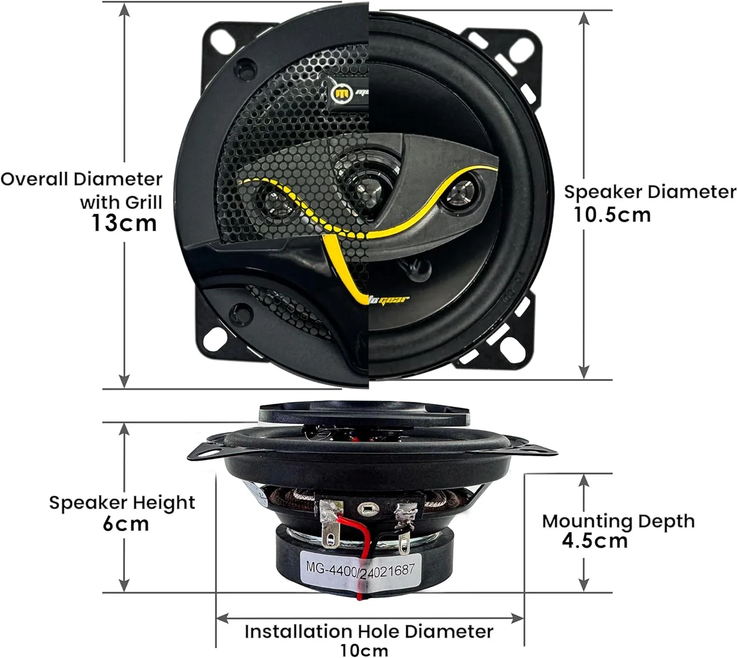 بلندگوی خودرو موتوجیر مدل MG-4400، 4 اینچ، 4 راهه