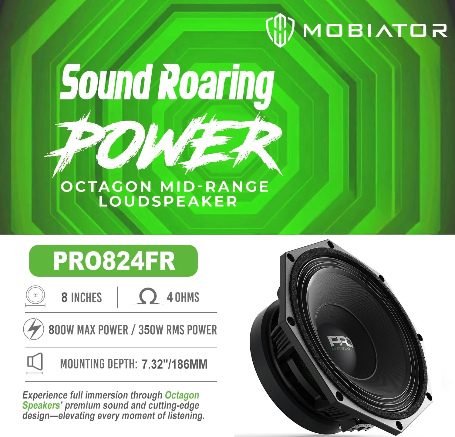 بلندگوی MOBIATOR PRO654ND - میان رده 6.5 اینچی با بولت آلومینیومی، حداکثر توان 1000 وات، توان اسمی 250 وات، 4 اهم - بلندگوهای درب خودرو با کیفیت عالی برای سیستم صوتی استریو ماشین یا کامیون