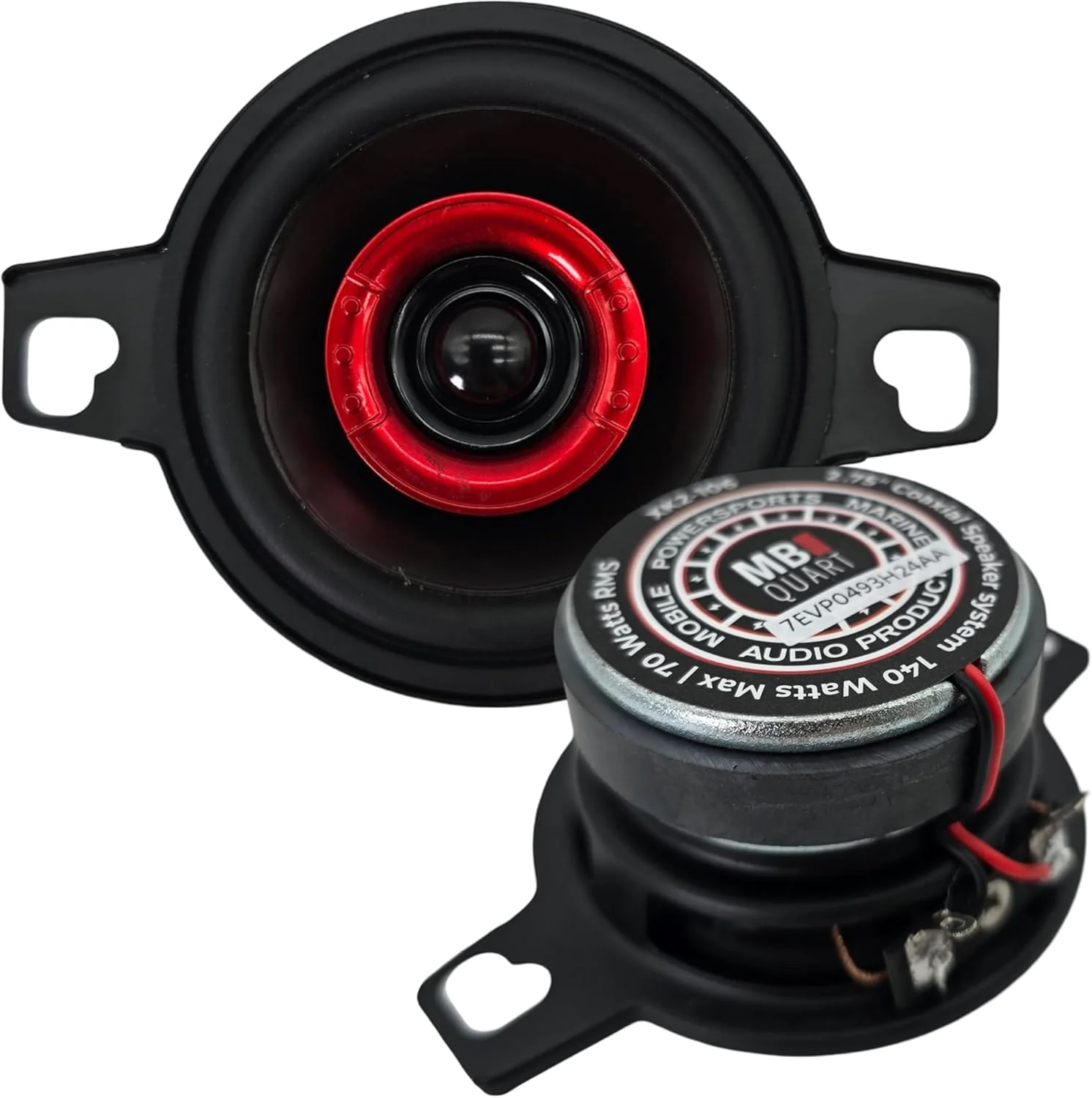 بلندگوهای کواکسیال دو طرفه 2.75 اینچی MB Quart XK2-106، حداکثر 140 وات، 4 اهم، تیوتر گنبدی آلومینیومی مشکی برای صوتی خودرو و پاوراسپورت (2 بلندگو)