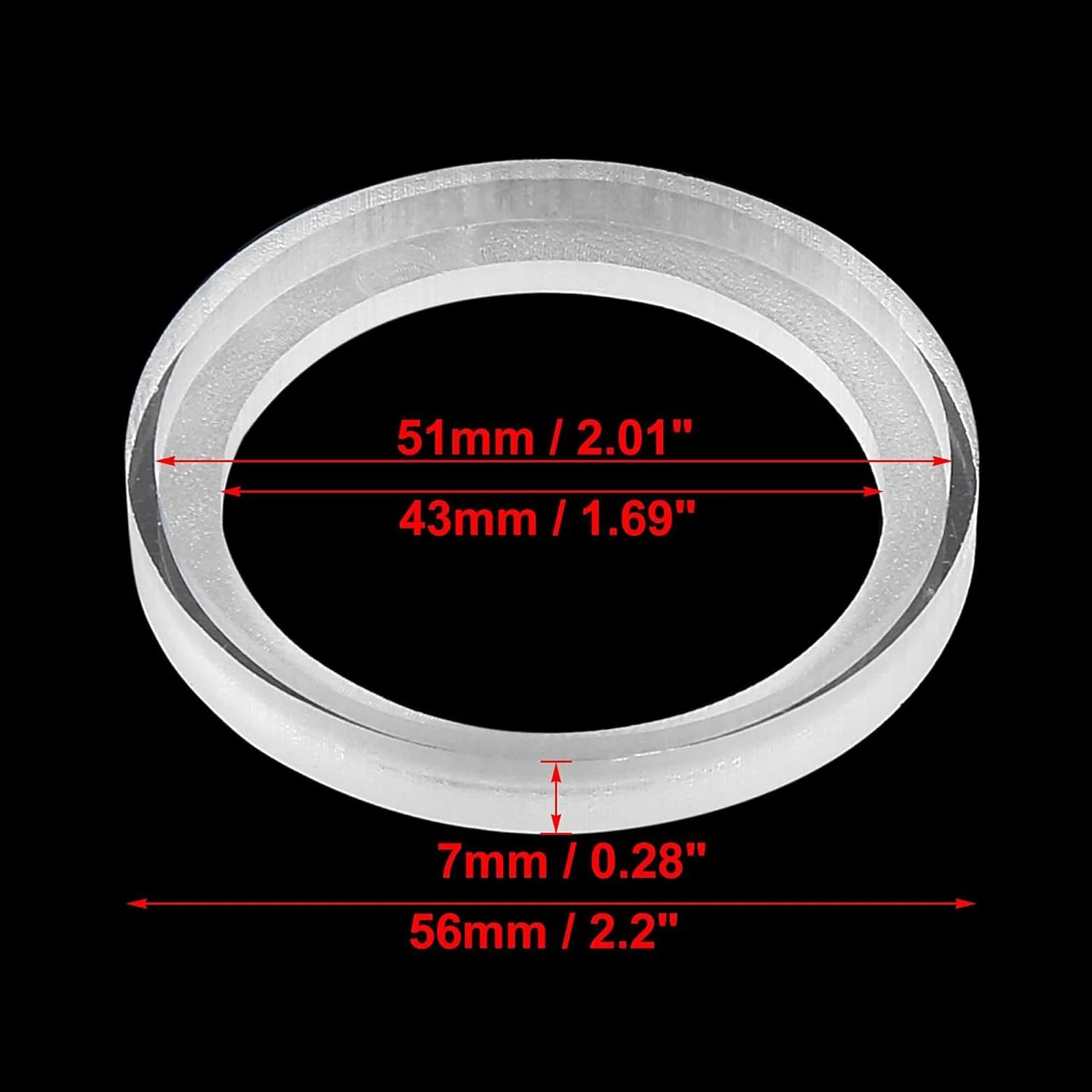 حلقه فاصله دهنده بلندگوی خودرو MACHSWON، 2 عدد، اکریلیک شفاف، شناسه 43 میلی متر برای 1 اینچ