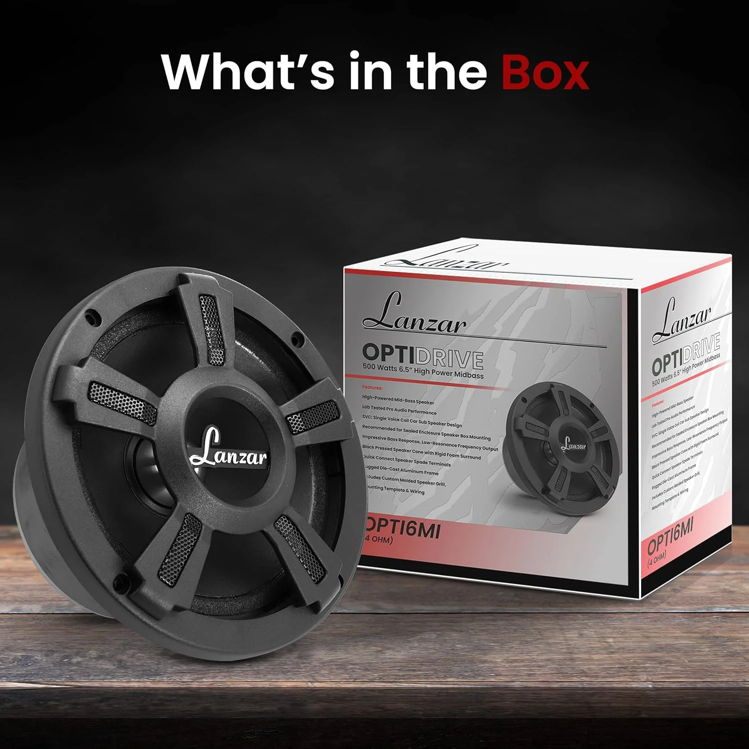 بلندگوی میدبیس لنزار Opti Pro 6.5 با توان بالا - توان پیک 500 وات، پاسخ فرکانسی 105 هرتز تا 12 کیلوهرتز، ساختار آهنربایی 30 اونسی، 4 اهم با مخروط کاغذی و فوم فراگیر، بلندگوی فول رنج - OPTI6MI