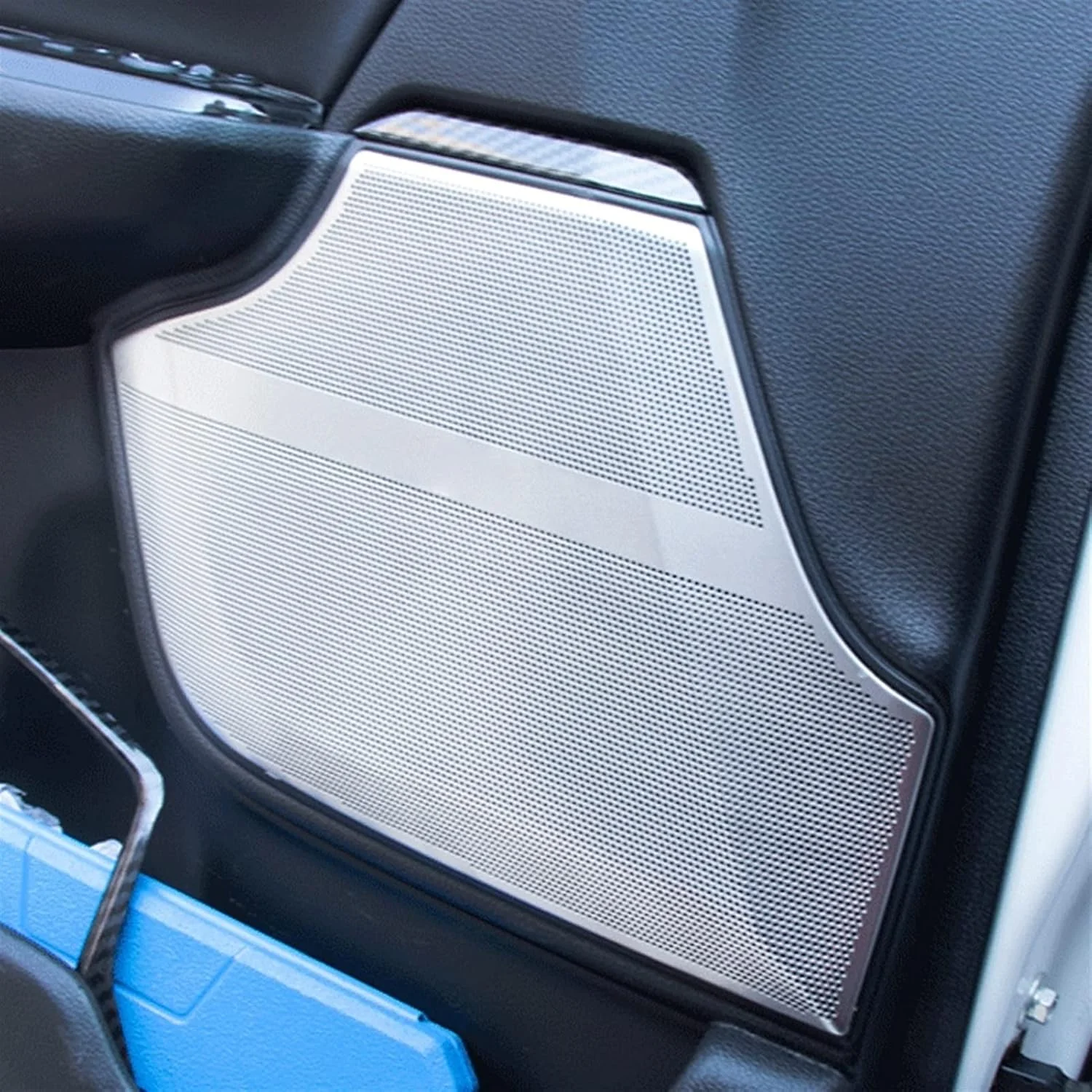 روکش قاب بلندگوی درب خودرو KUVISA از جنس استیل ضد زنگ، تریم قاب استیکر، لوازم جانبی داخلی CR-V نسل پنجم 2017-2020، محافظ روکش بلندگوی خودرو (مشکی با لوگو)