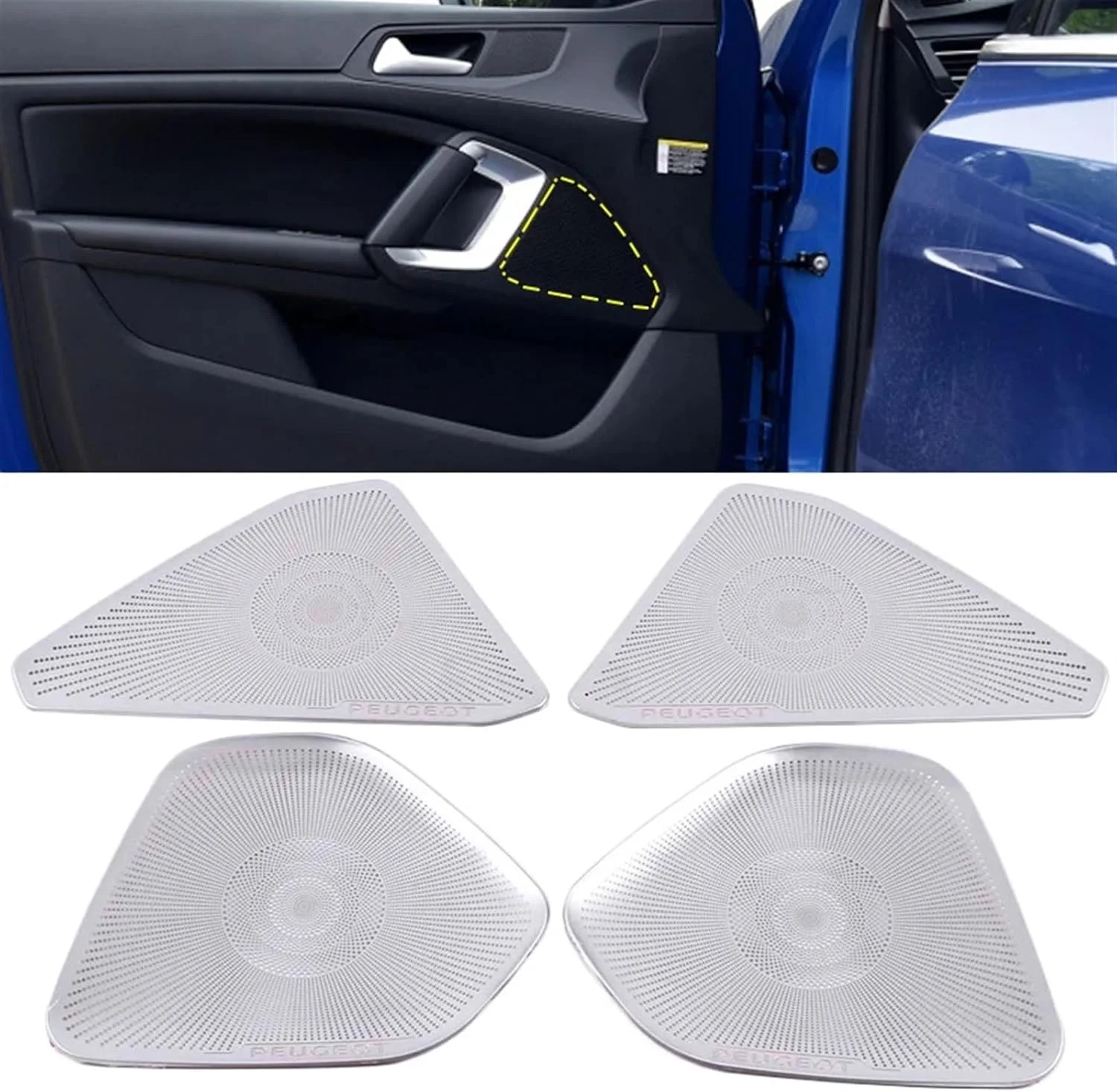 روکش توری بلندگوی درب جلو استیل خودرو KUVISA، مناسب برای پژو 408 مدل 2010-2019 2016 2017 2018 (سفید)