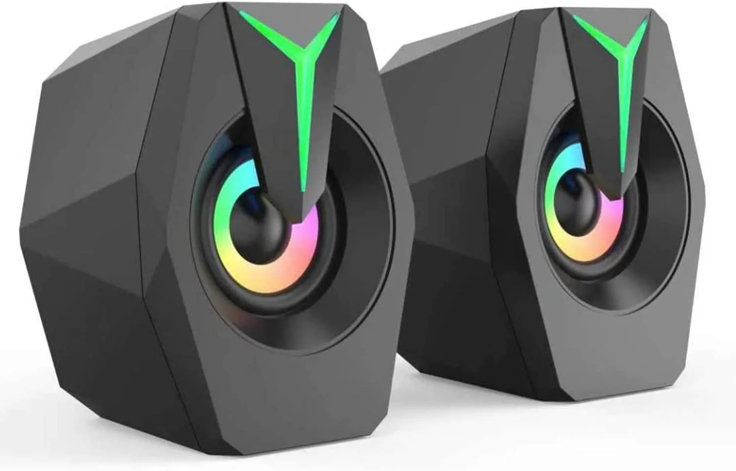 اسپیکر کامپیوتر KASTWAVE، 2.0 کانال، USB، AUX 3.5 میلی‌متری، اسپیکر RGB PC با 7 حالت LED رنگارنگ، اسپیکر استریو باس دسکتاپ برای PC/لپ‌تاپ/دسکتاپ/پروژکتور