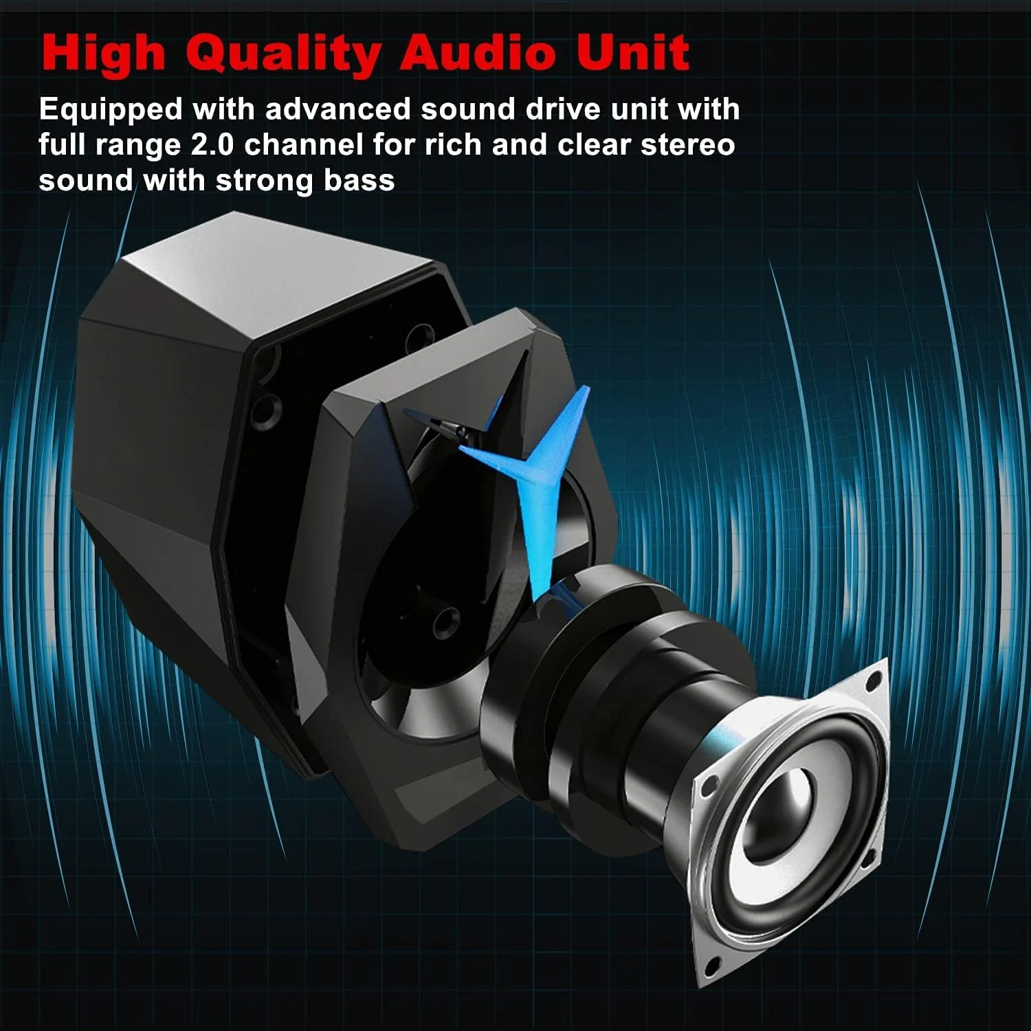 اسپیکر کامپیوتر KASTWAVE، 2.0 کانال، USB، AUX 3.5 میلی‌متری، اسپیکر RGB PC با 7 حالت LED رنگارنگ، اسپیکر استریو باس دسکتاپ برای PC/لپ‌تاپ/دسکتاپ/پروژکتور