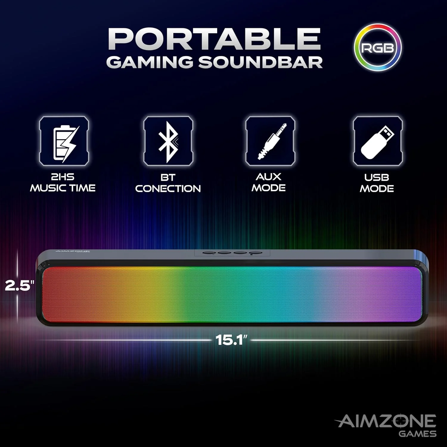 اسپیکر کامپیوتر KASTWAVE، ساندبار گیمینگ RGB Pro، اسپیکر کامپیوتر با نورپردازی پویا، همگام سازی صدا و نور، باطری و تغذیه USB، اتصال BT و Aux 3.5mm اسپیکر کامپیوتر KASTWAVE، ساندبار گیمینگ RGB Pro، اسپیکر کامپیوتر با نورپردازی پویا، همگام سازی صدا و نور، باطری و تغذیه USB، اتصال BT و Aux 3.5mm