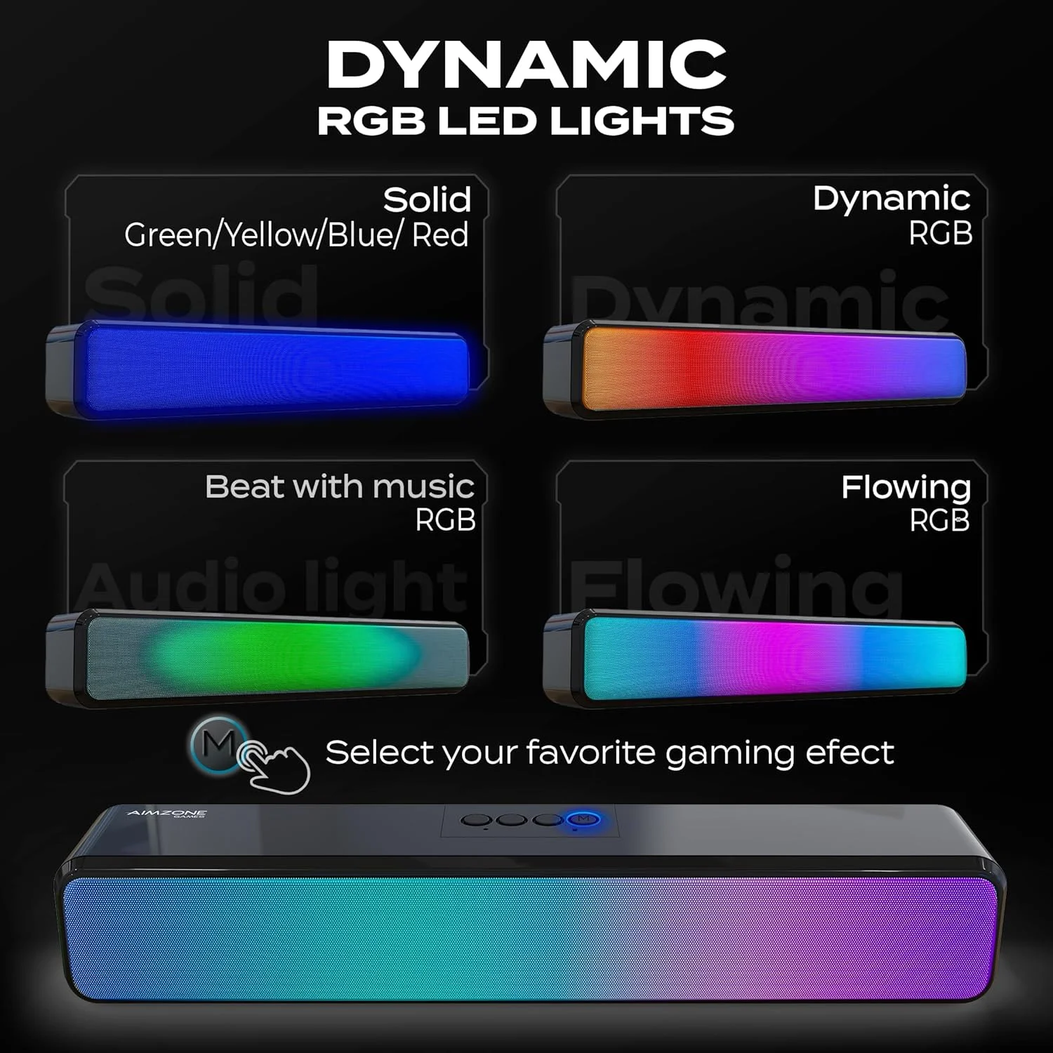 اسپیکر کامپیوتر KASTWAVE، ساندبار گیمینگ RGB Pro، اسپیکر کامپیوتر با نورپردازی پویا، همگام سازی صدا و نور، باطری و تغذیه USB، اتصال BT و Aux 3.5mm اسپیکر کامپیوتر KASTWAVE، ساندبار گیمینگ RGB Pro، اسپیکر کامپیوتر با نورپردازی پویا، همگام سازی صدا و نور، باطری و تغذیه USB، اتصال BT و Aux 3.5mm