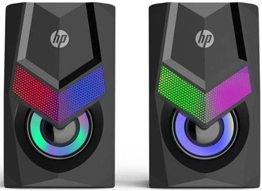 اسپیکر سیمی HP DHE-6000 با نور پس زمینه RGB، پخش کننده صوتی، استریو چند رسانه ای، ساب ووفر مینی 360 صدای فراگیر (مشکی)