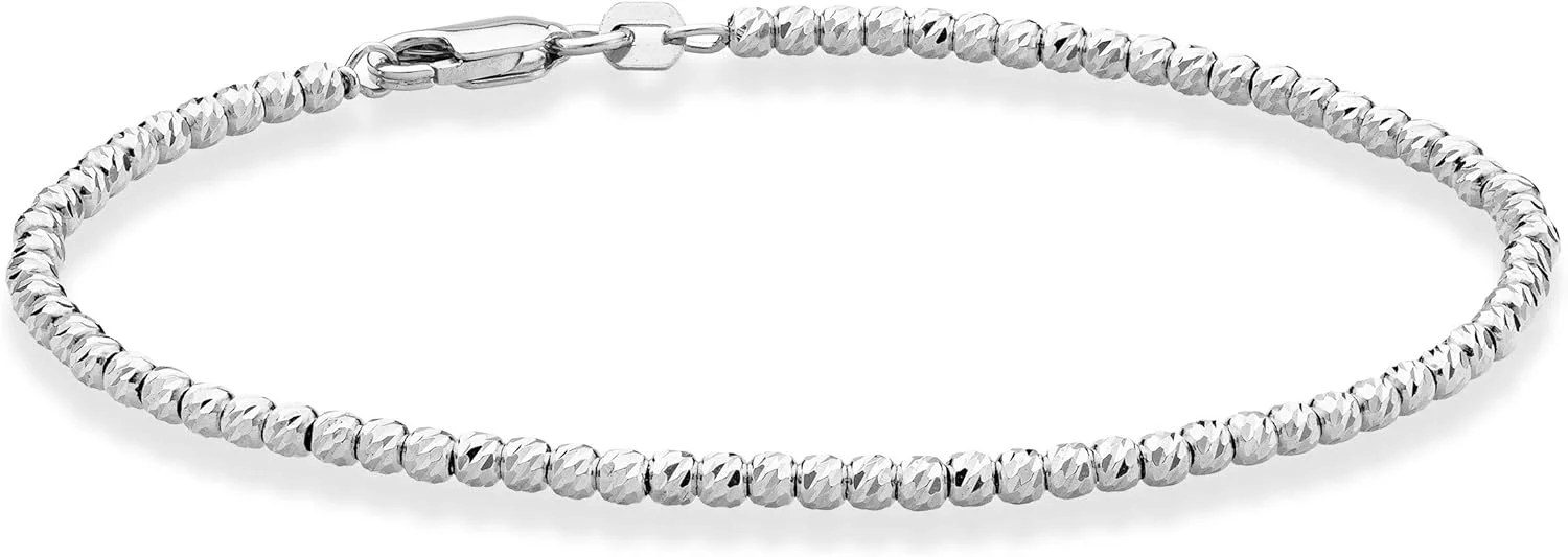 میابلا پابند زنجیری توپی نقره استرلینگ 925 یا روکش طلای زرد 18 عیار با برش الماسه 2.5 میلی متری، دستبند مچ پا برای زنان و دختران نوجوان، جواهرات ساخت ایتالیا